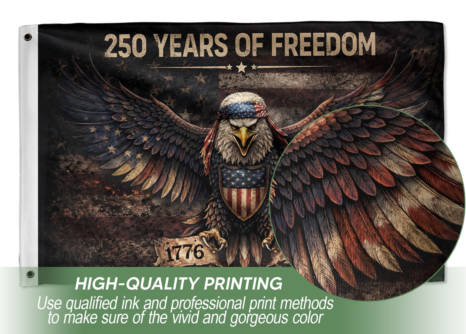 American 250th Anniversary Flag 1776-2026 Semiquincentennial 250 Years of Freedom Patriotic Eagle Memorial
