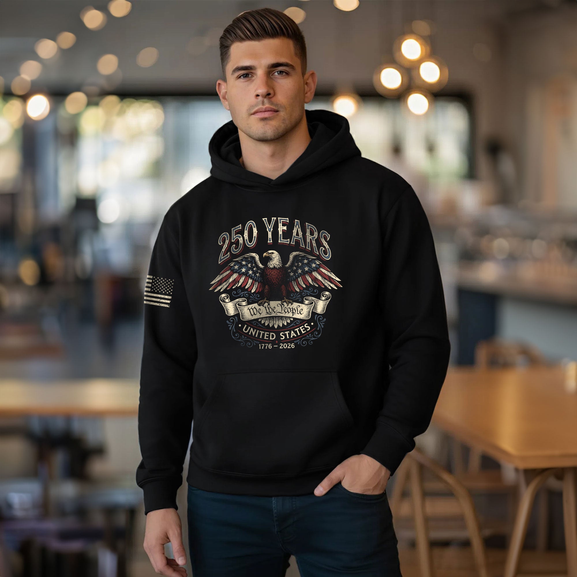 250th Anniversary USA Hoodie 1776–2026, We The People Patriotic Freedom Celebration Apparel - Rust Field Wear