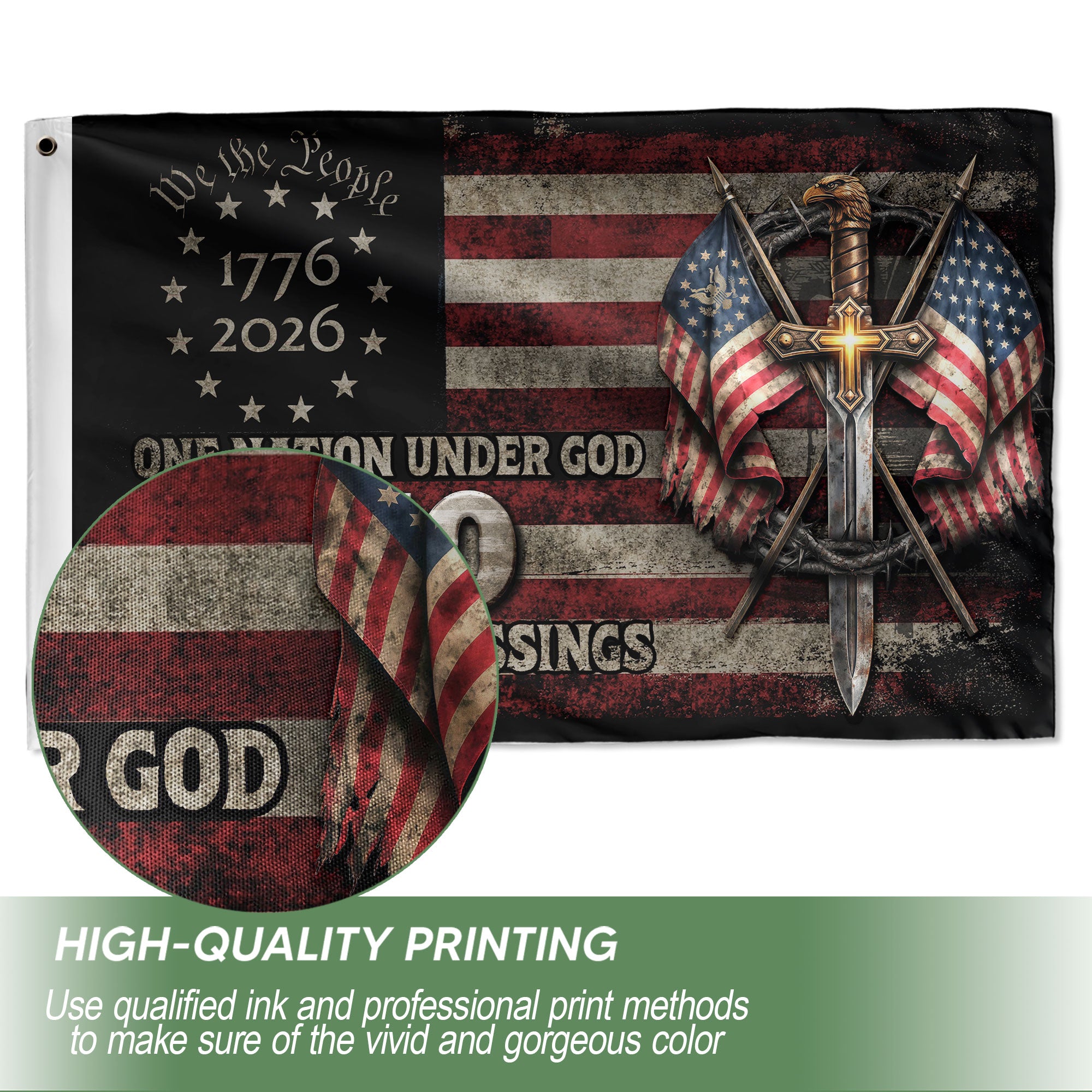 America 250th Anniversary Garden Flag 1776–2026 Christian Patriotic Decor