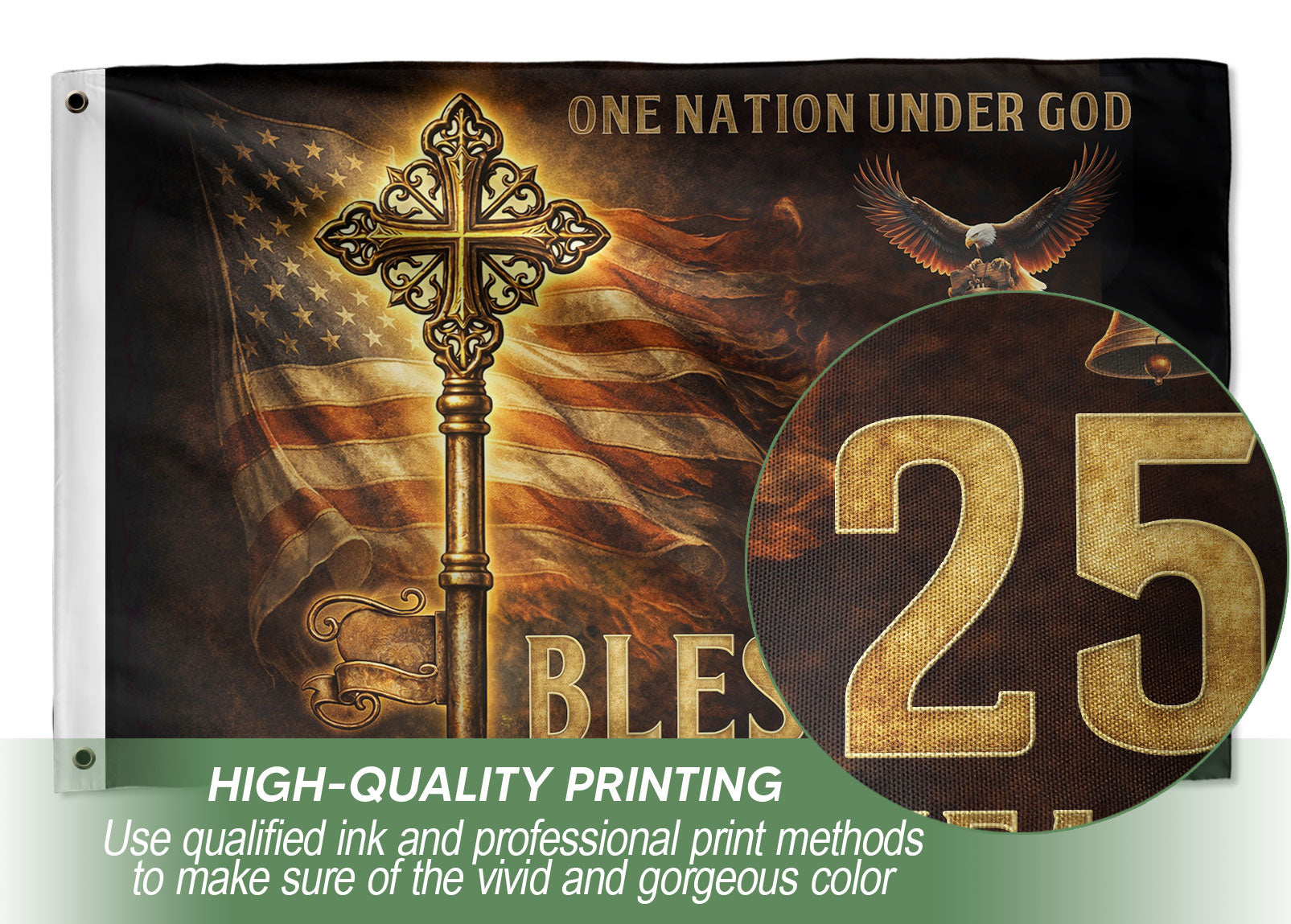 USA 250 Years of Faith Cross Flag – One Nation Under God Christian Outdoor Celebration Flag 1776–2026