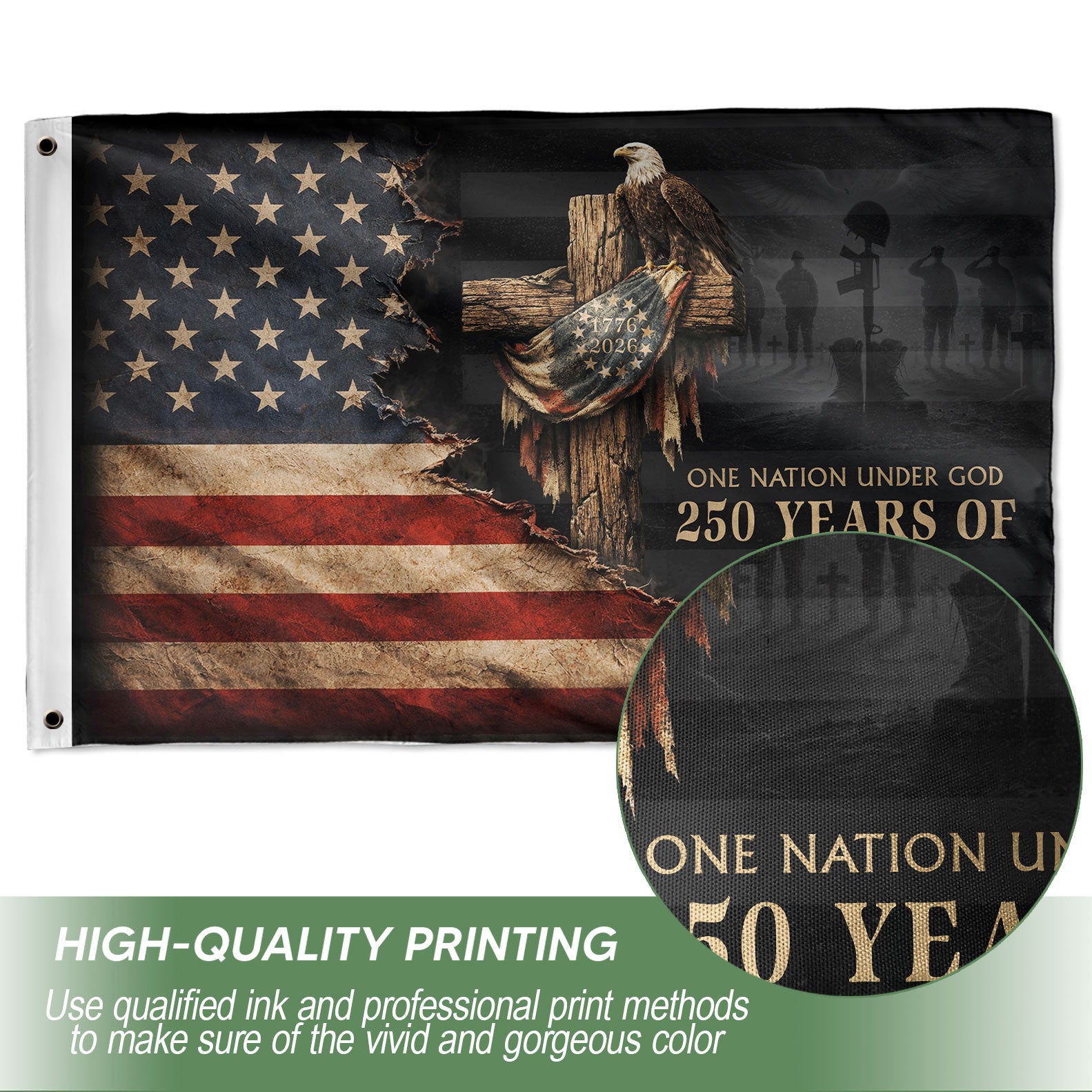 American Christian Freedom Garden Flag 1776–2026 Patriotic Yard Decor