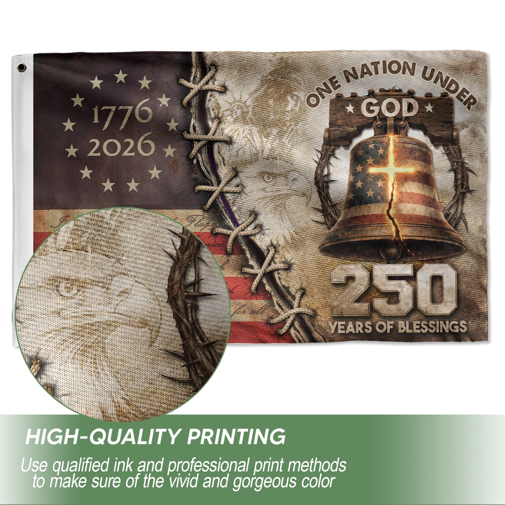 USA 250th Christian Garden Flag 1776–2026 Patriotic Faith Outdoor Decor