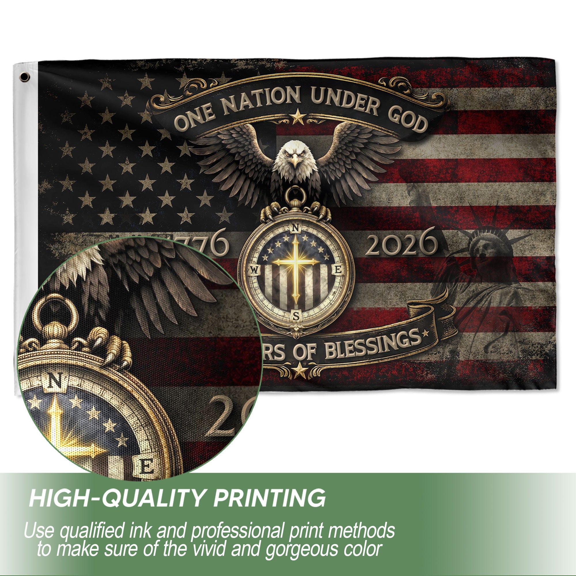 American Christian Faith Flag 250 Years Freedom Celebration Decor