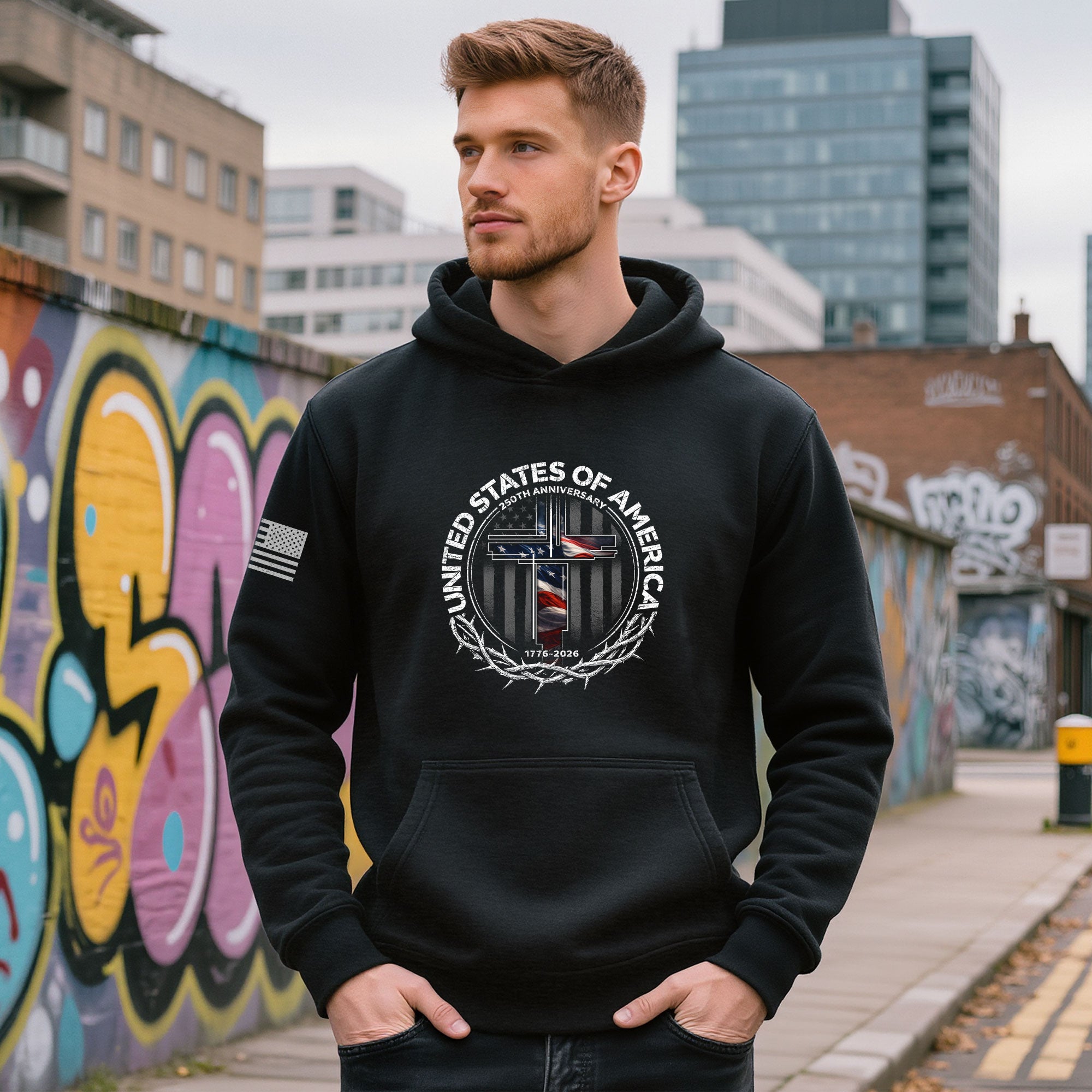 USA Faith and Freedom Hoodie 1776–2026 Christian 250th Anniversary Apparel