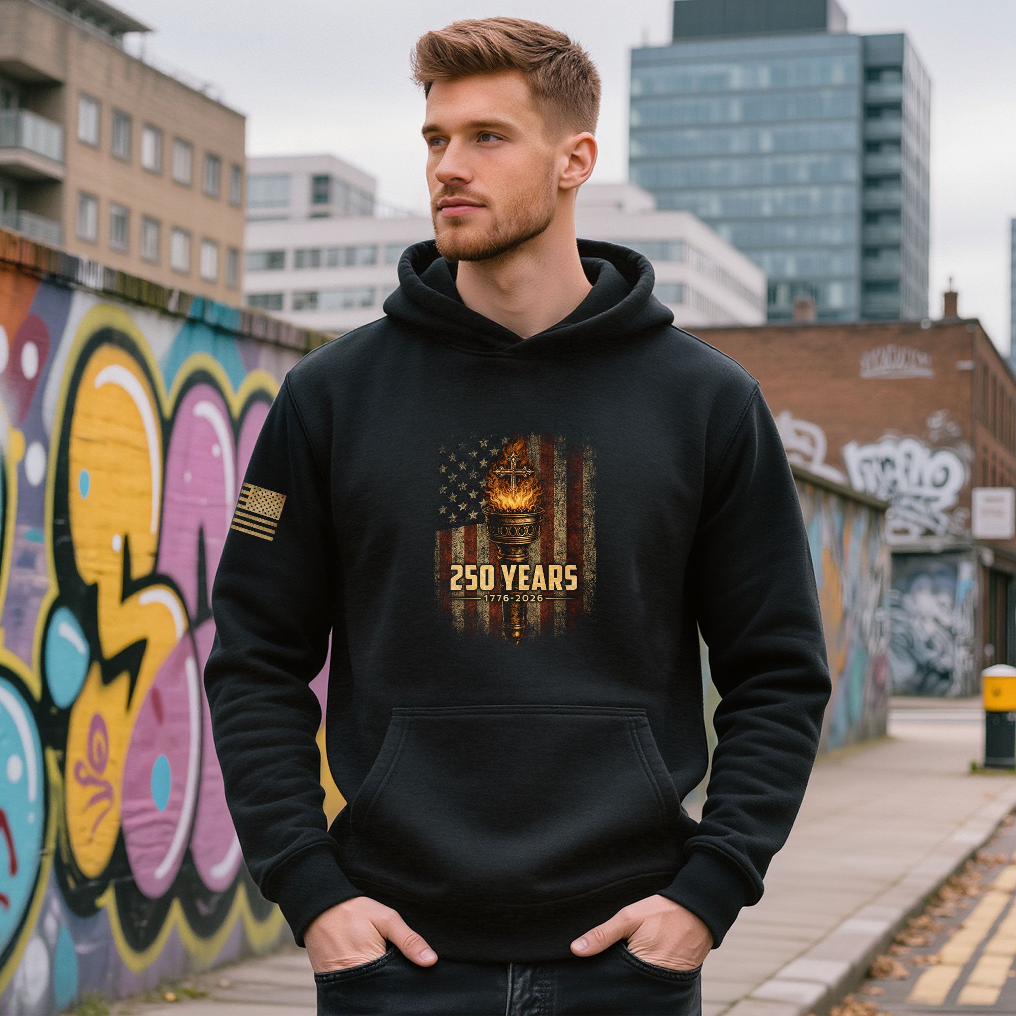 American Faith Patriot Hoodie USA Semiquincentennial 250 Years 1776–2026