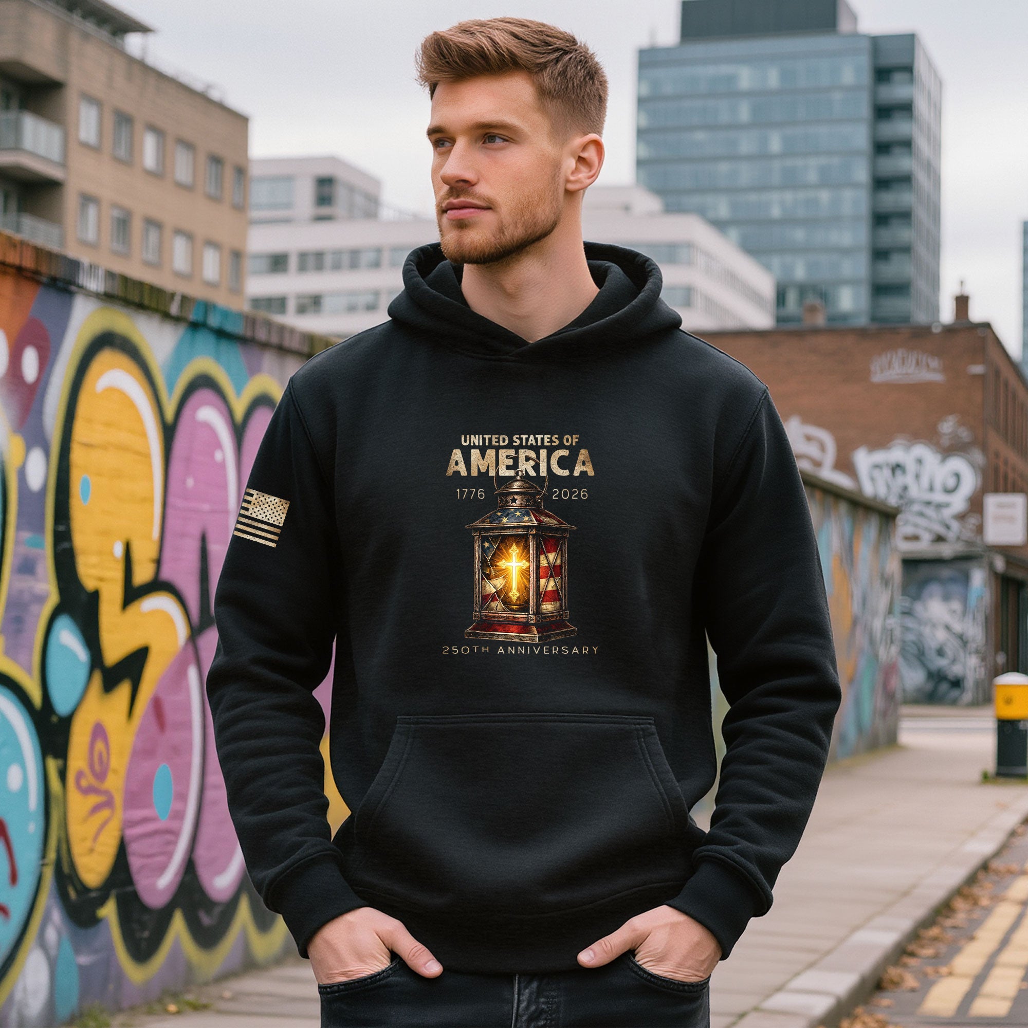 USA 250 Years of Freedom Christian Hoodie 1776–2026 Faith Patriotic Heritage