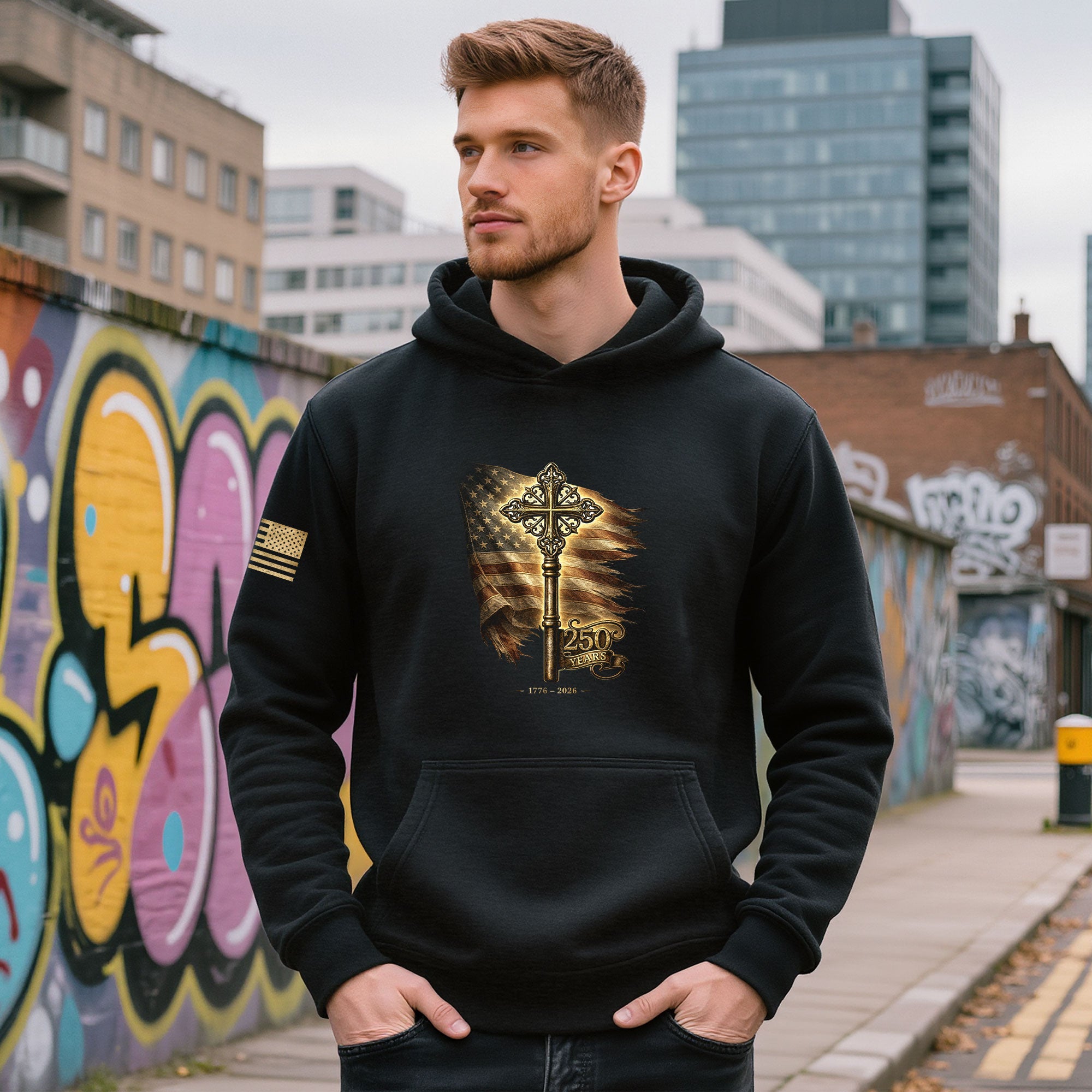 1776–2026 USA Christian Hoodie Patriotic Faith Apparel