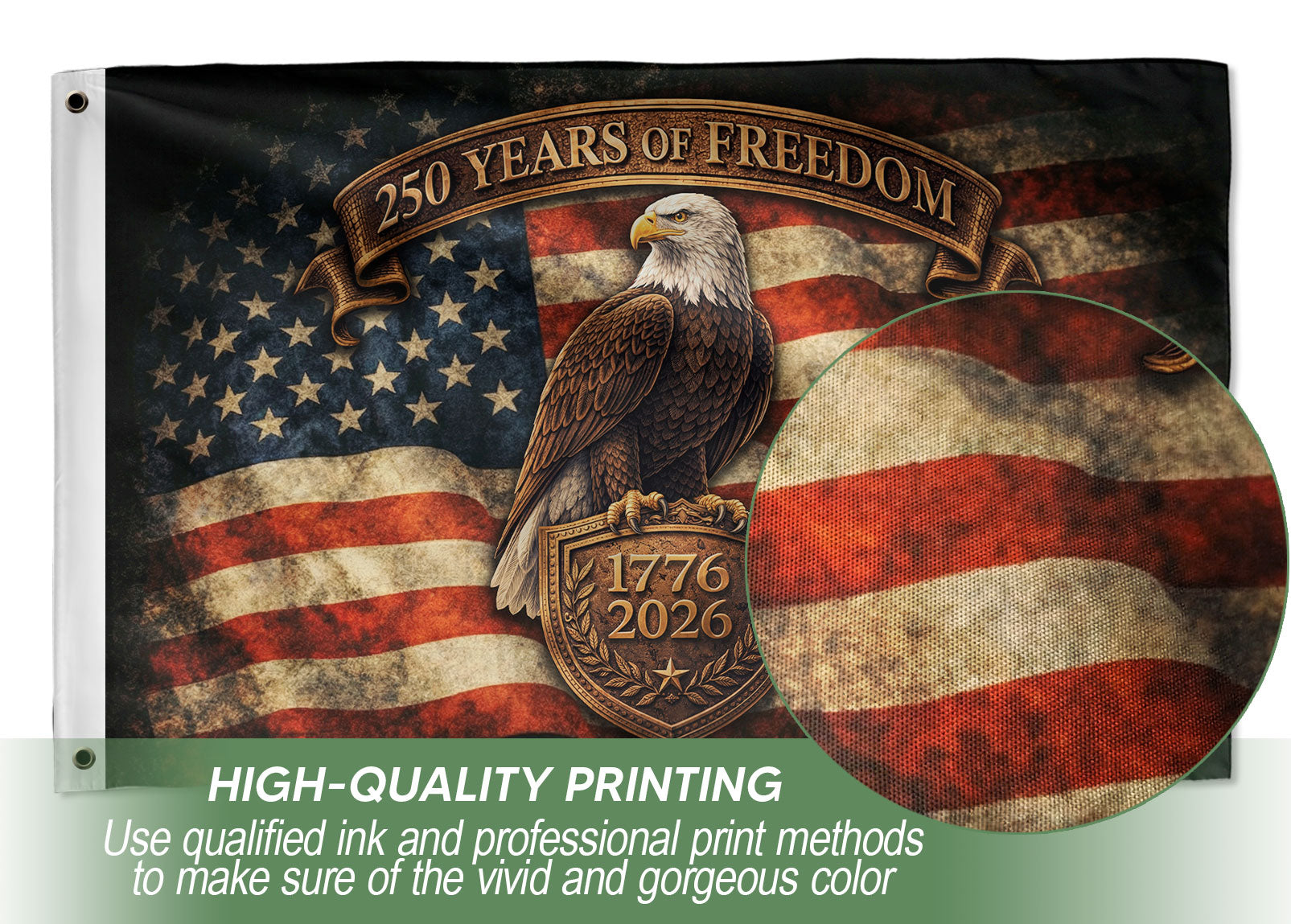 USA 250 Years of Freedom Flag 1776–2026 – Patriotic Eagle American Anniversary Flag