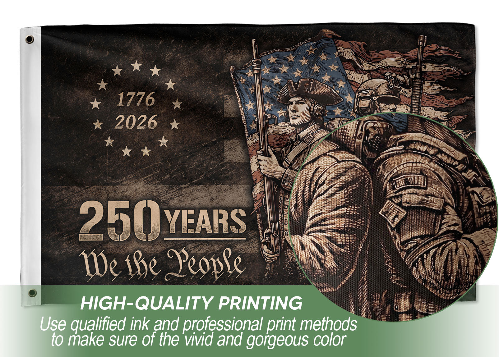 US 250th Anniversary Flag 1776-2026 - Celebration Banner, Double-Sided We The People Flag, 250 Years of Liberty