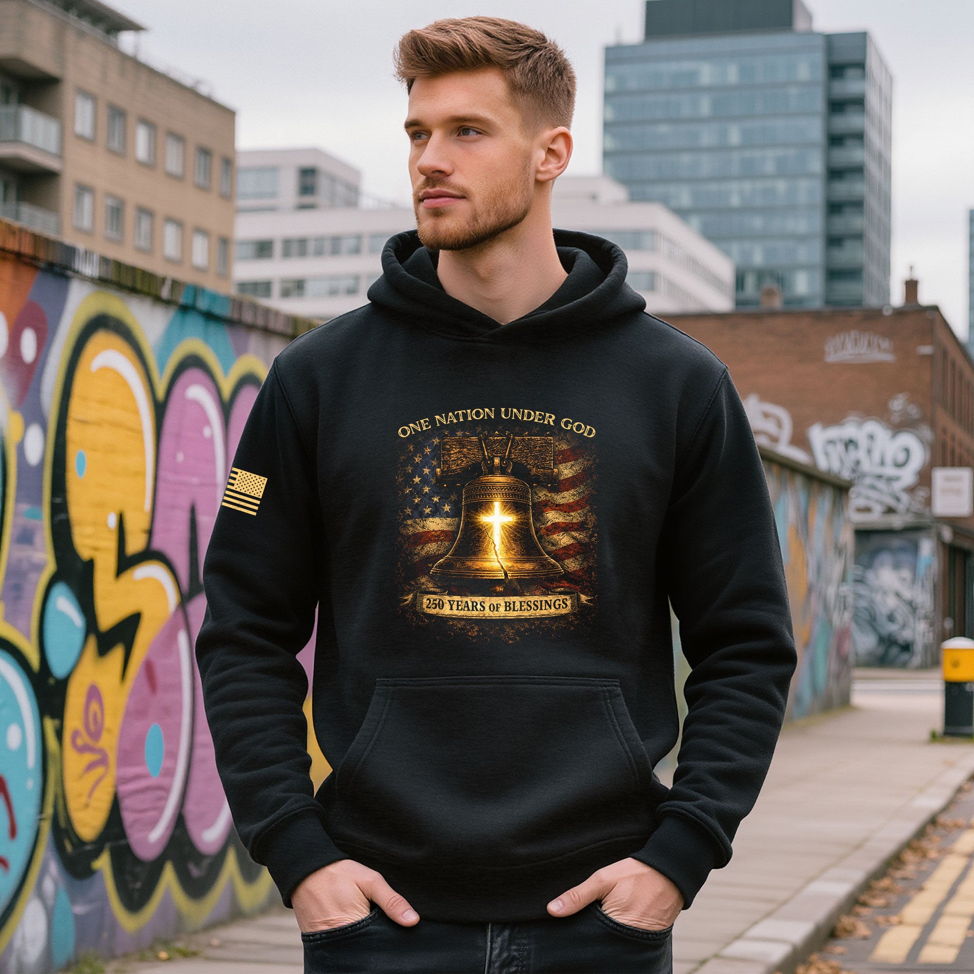 America 250th Anniversary 1776-2026 Semiquincentennial Hoodie – Liberty Bell One Nation Under God 250 Years of Blessings Patriotic Christian Hoodie