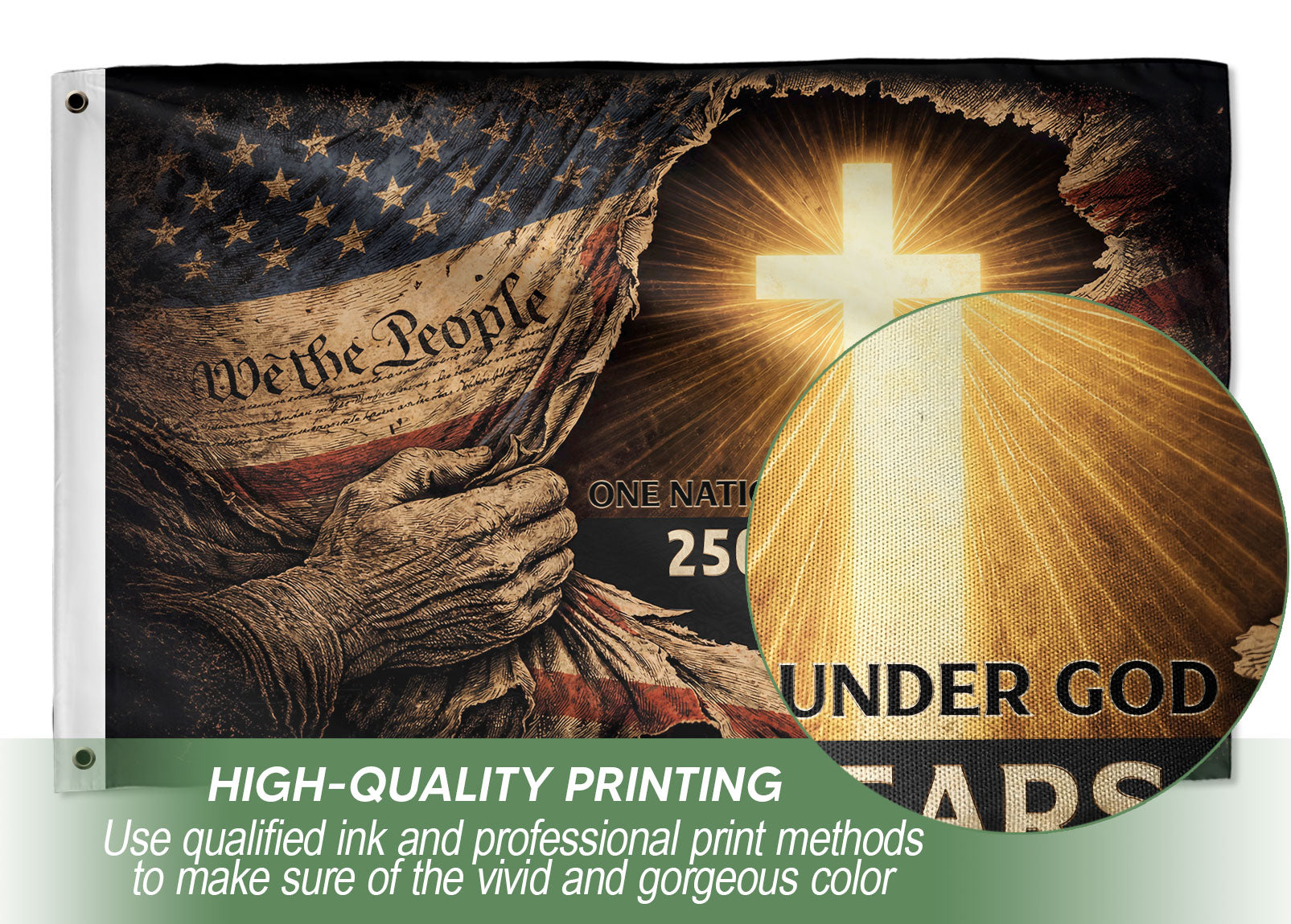 250 Years of Blessings Flag - Christian American One Nation Under God Patriot & US Flag Banner Heritage