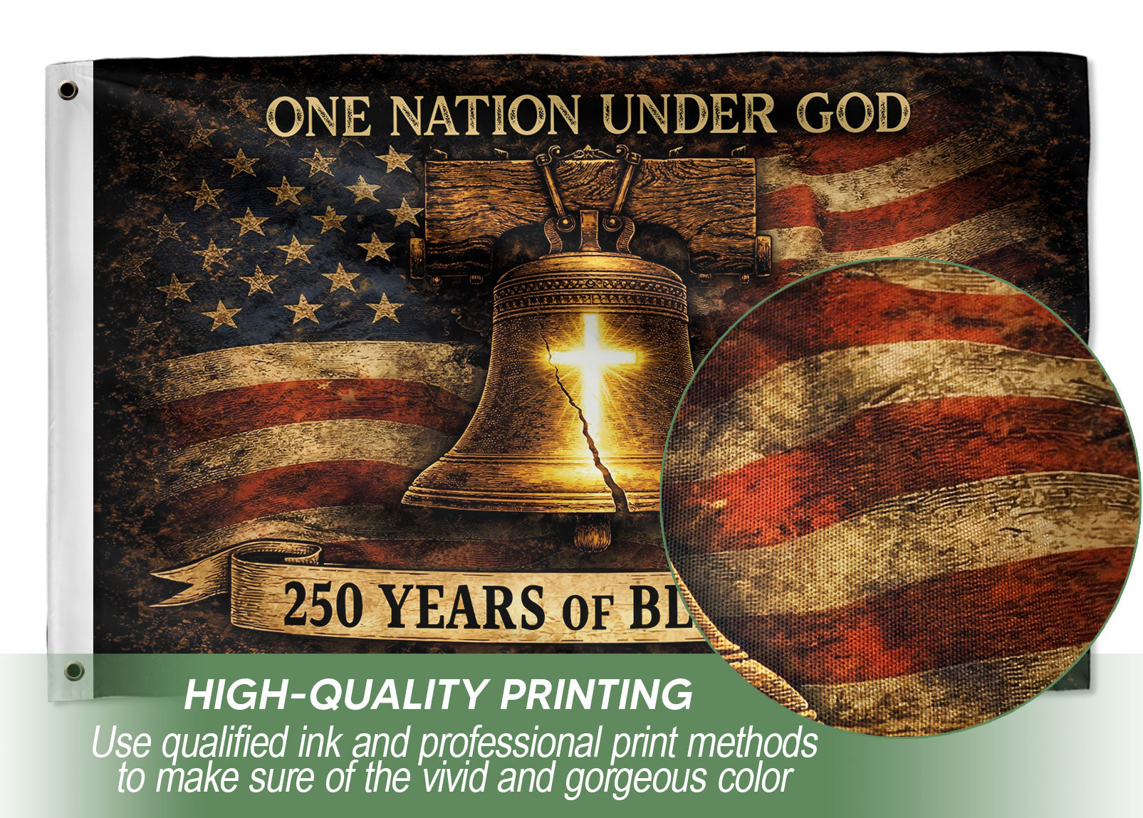 250th Anniversary Commemorative Flag - Liberty Bell Heritage & Holy Cross Faith and Freedom Decor