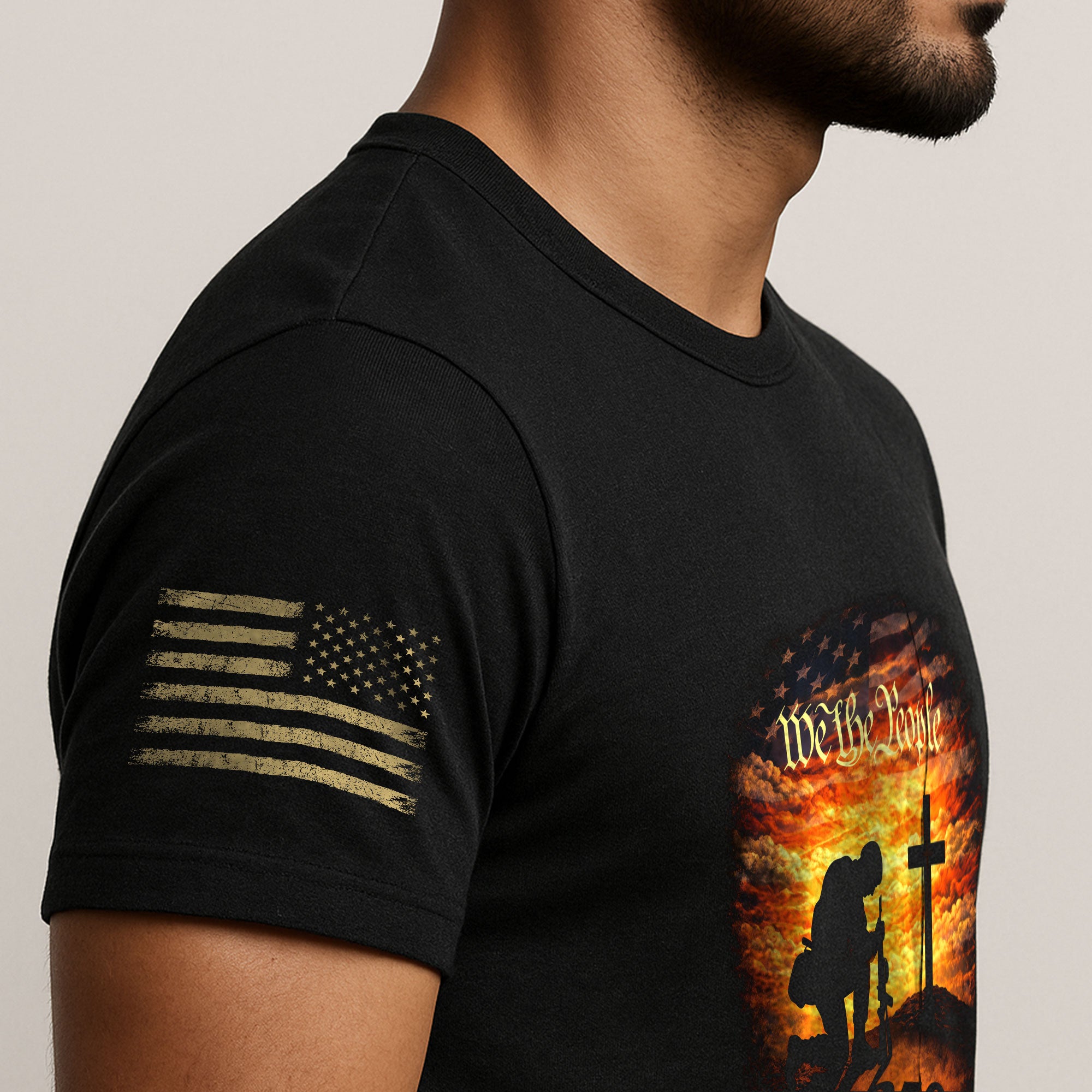 250 Years of Blessings T-Shirt - One Nation Under God Patriotic Soldier Prayer & US Flag Tee