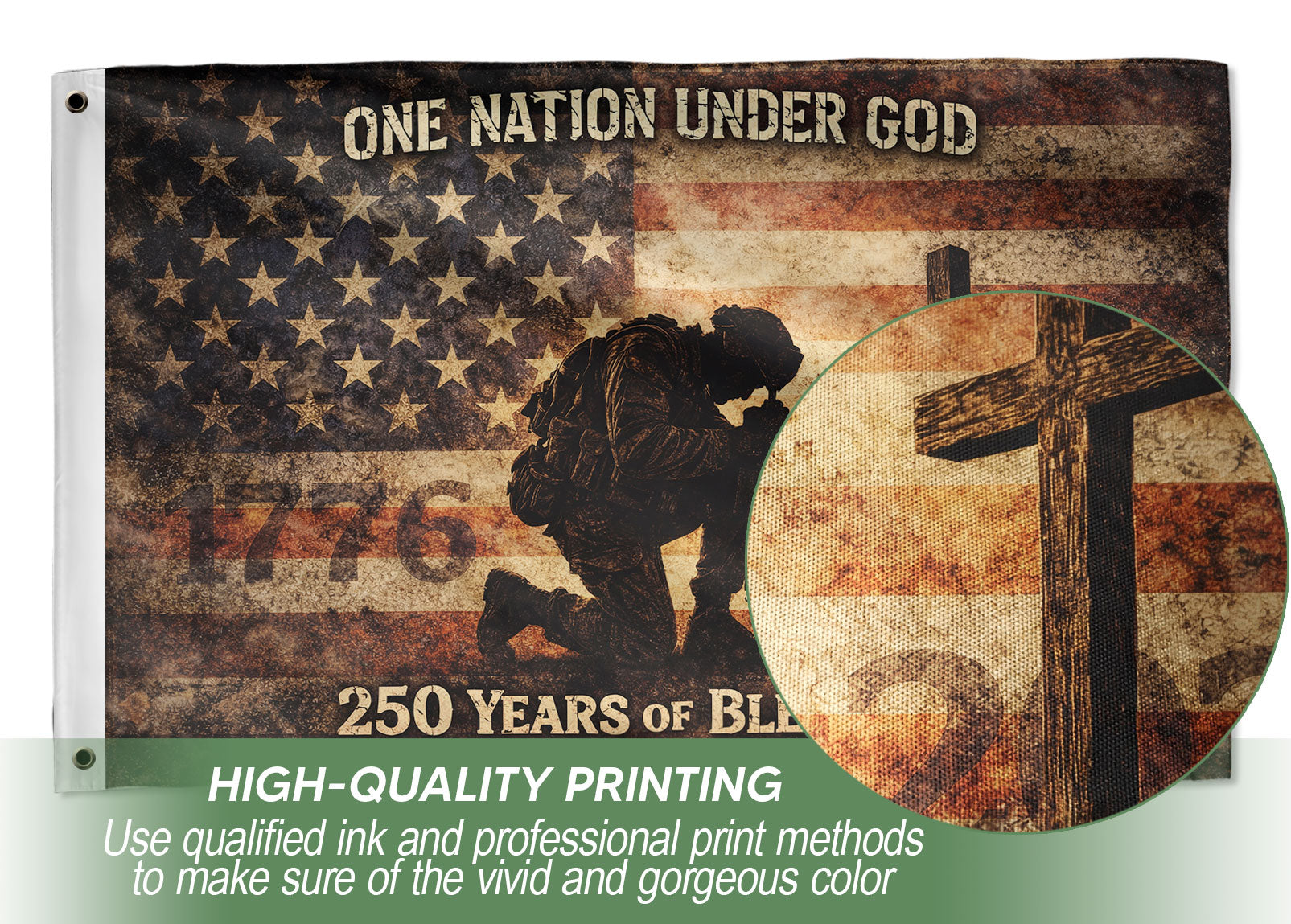 America 250th Anniversary Soldier Flag 1776-2026 - Revolutionary & Modern Military Heritage Banner, Semiquincentennial Double Sided Outdoor Flag