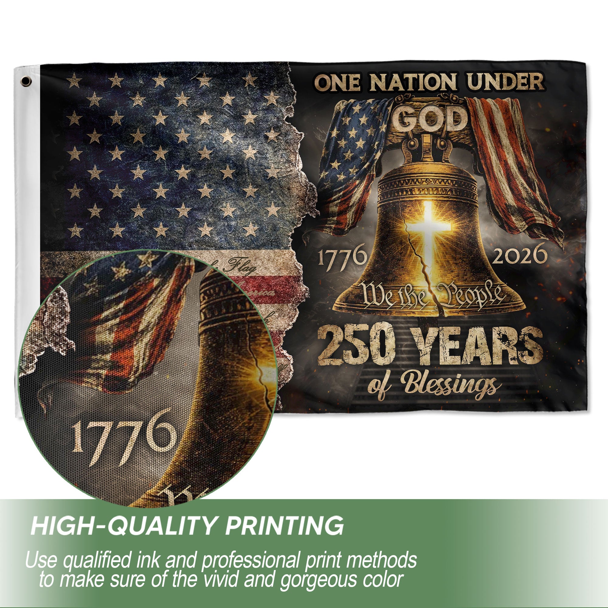One Nation Under God America Religious US 250th Anniversary Flag – 250 Years of Blessings Garden Banner