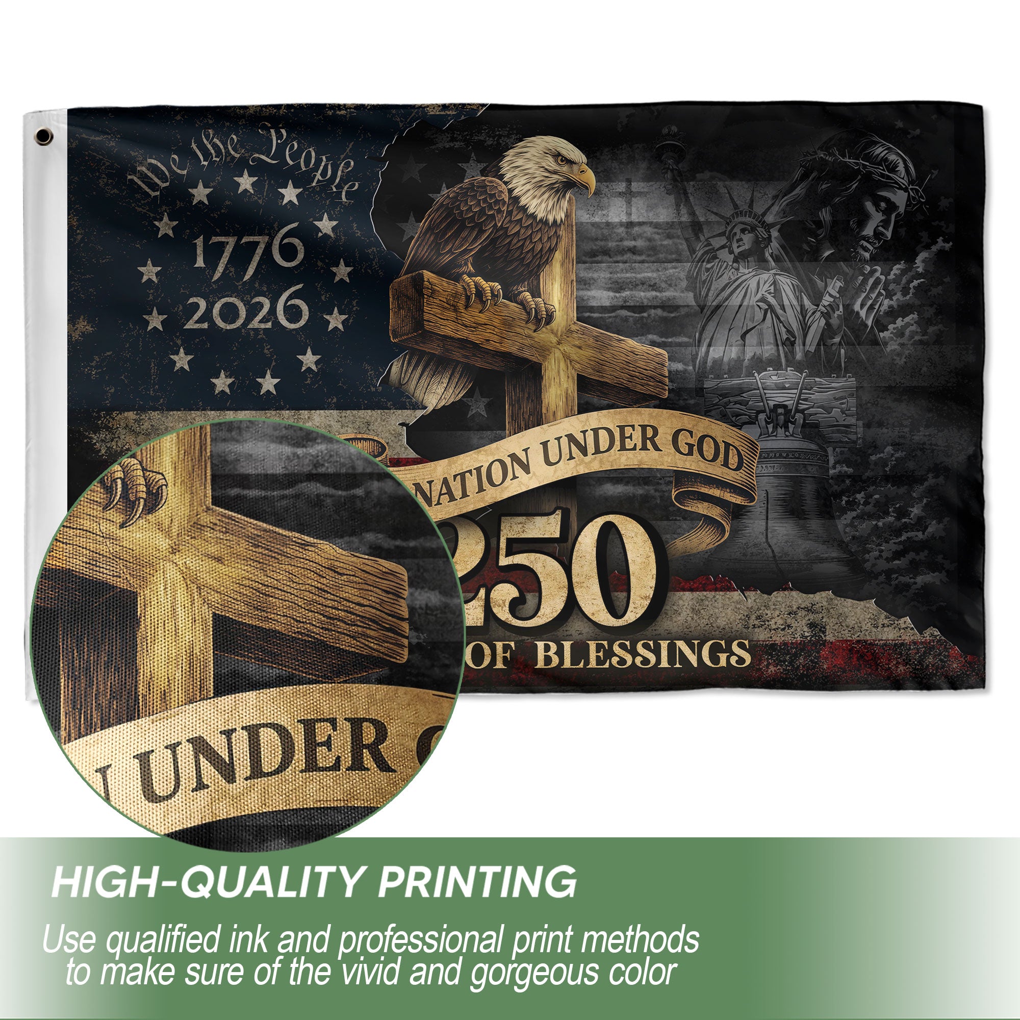 250 Years of Blessings American Flag – Christian Patriotic Semiquincentennial Garden Flag