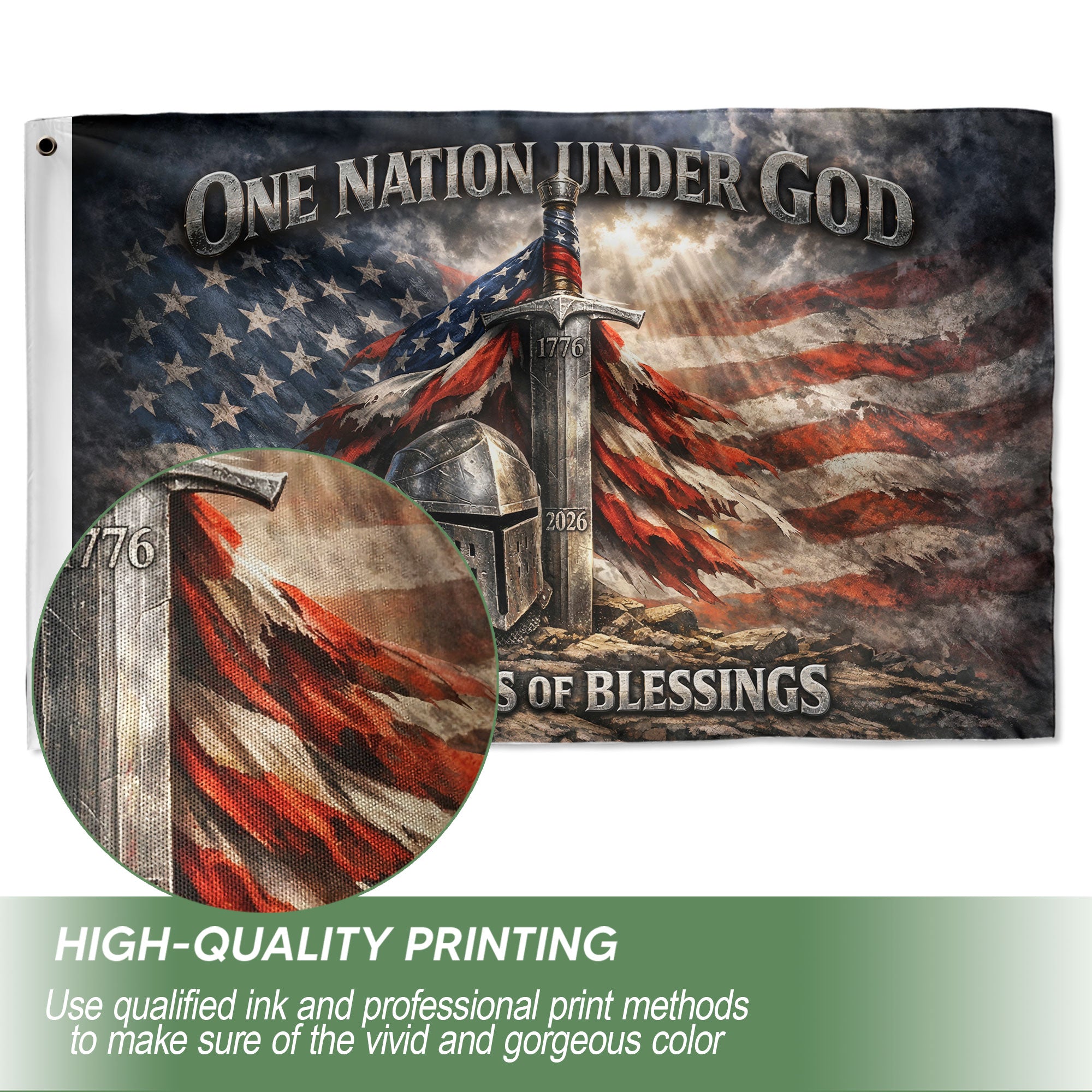 Christian Patriotic One Nation Under God USA 250th Birthday Flag - 250 Years of Blessings, Double Sided Semiquincentennial Garden Flag.