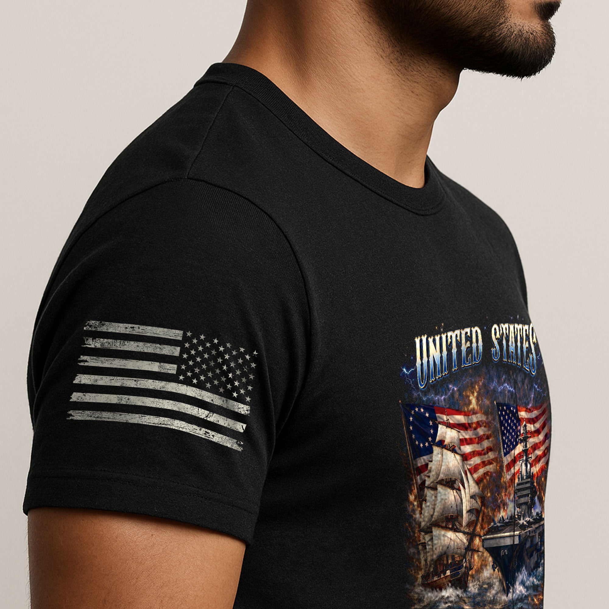 1776-2026 250th Anniversary Flag T-Shirt - 250 Years United States Navy Bootleg Tee, Semiquincentennial America Freedom Apparel