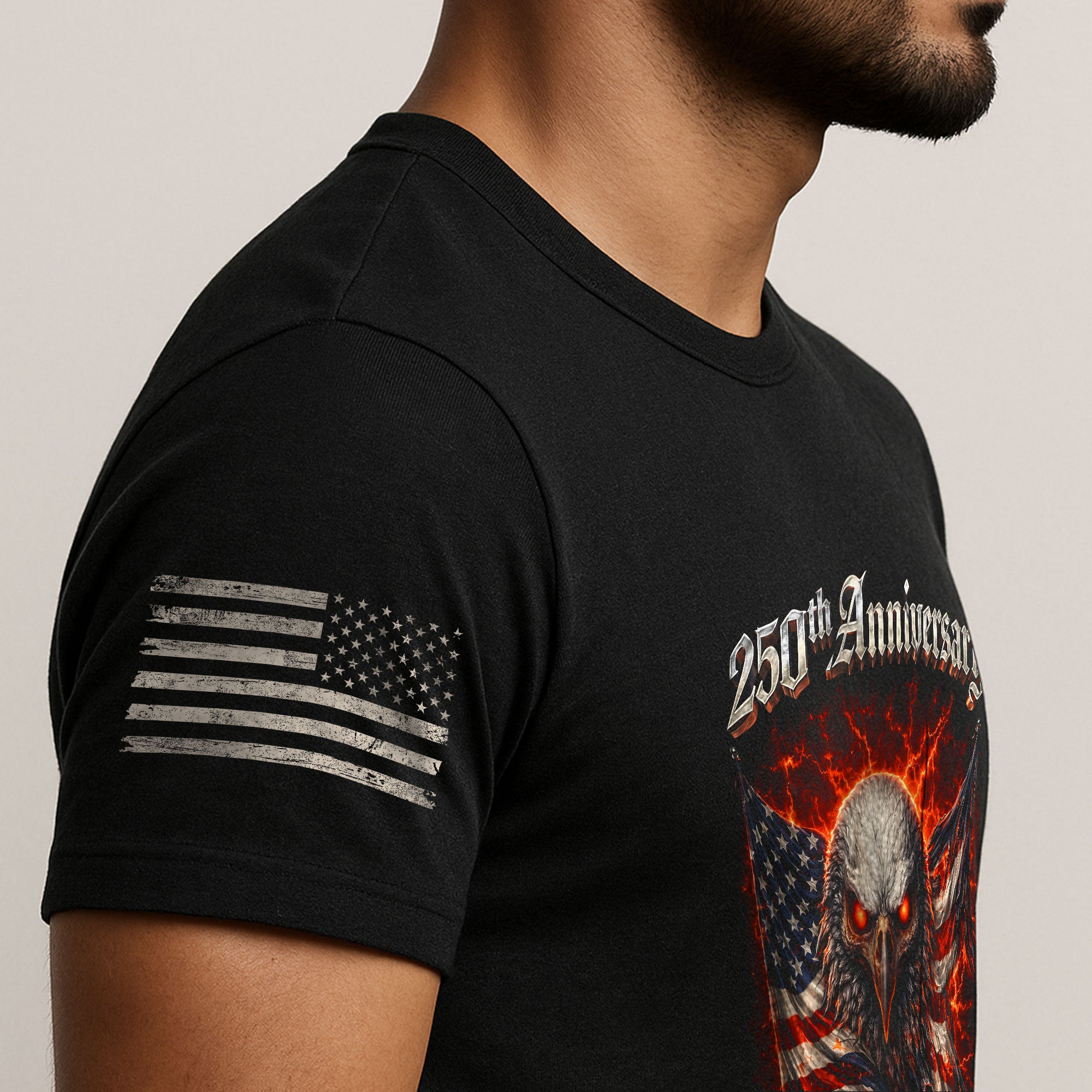 Vintage America 250th Anniversary Bootleg T-Shirt - 1776-2026 Fire Eagle Streetwear Tee, Semiquincentennial Lightning Graphic Shirt