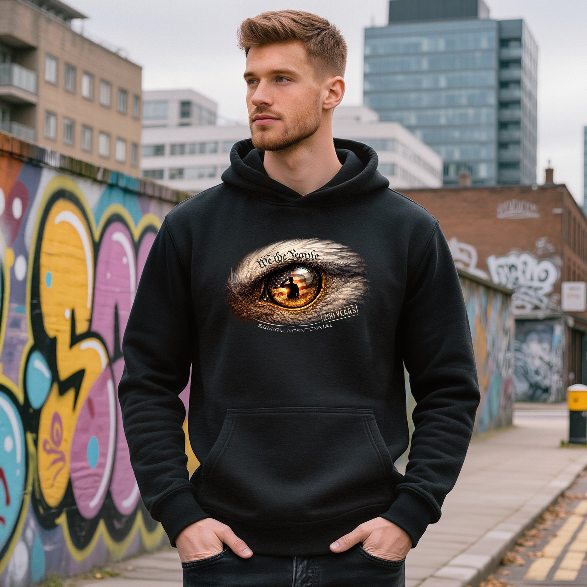 Semiquincentennial Vision Hoodie – 250 Years We The People Patriotic Eye Graphic