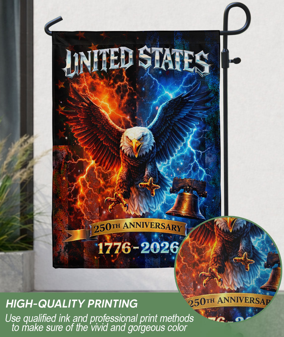 America 250th Anniversary Garden Flag - Statue of Liberty & Eagle 1776-2026, Semiquincentennial Double Sided Outdoor Decor
