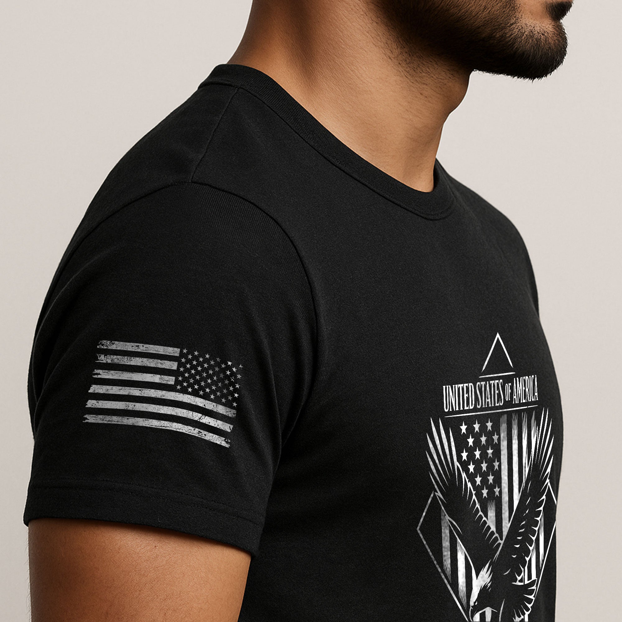 America 250th Anniversary T-Shirt - White Eagle & Flag Semiquincentennial Minimalist Men's Tee
