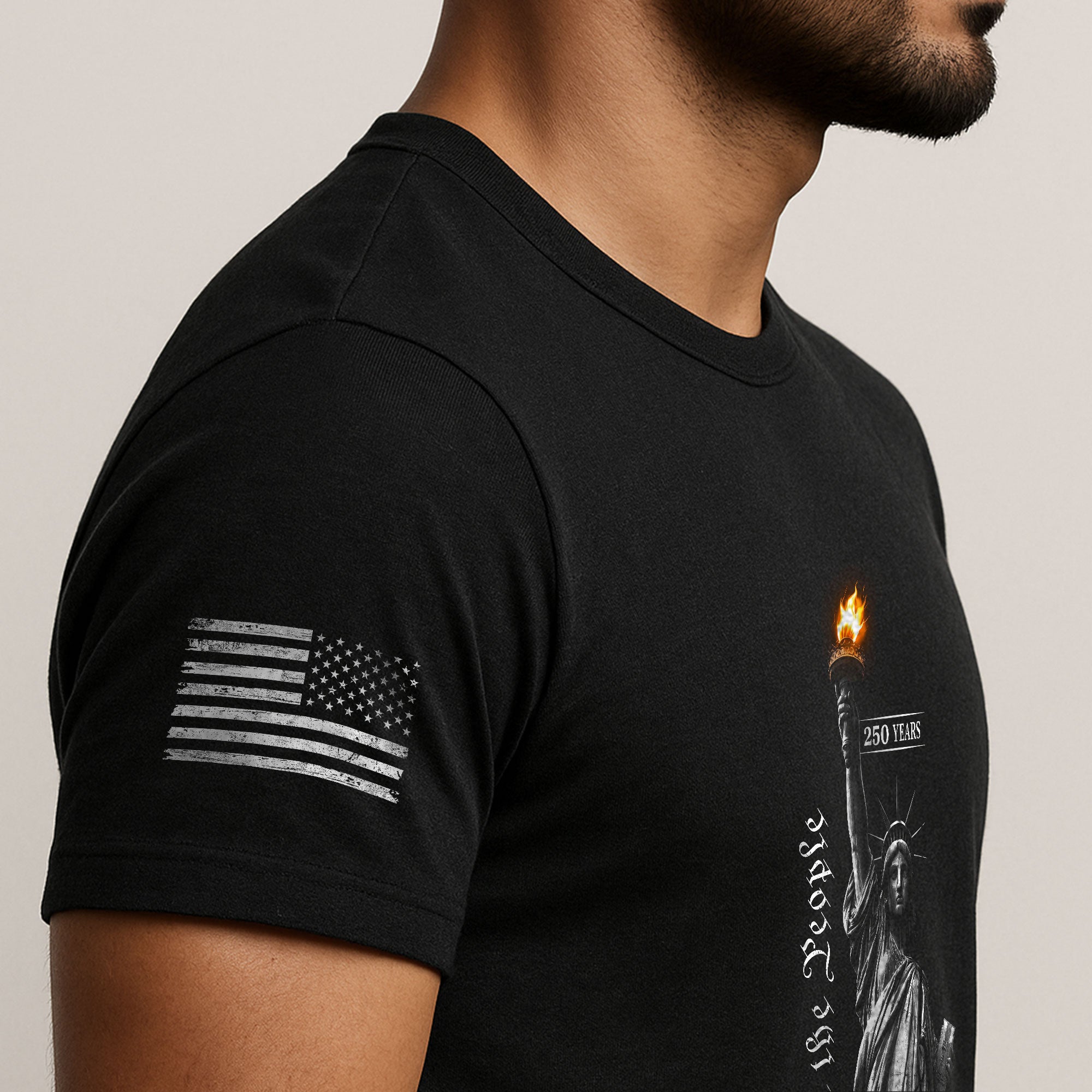 America 250th Anniversary T-Shirt - 1776-2026 Statue of Liberty Freedom Tee, 250 Years Minimalist Patriotic Men's Shirt