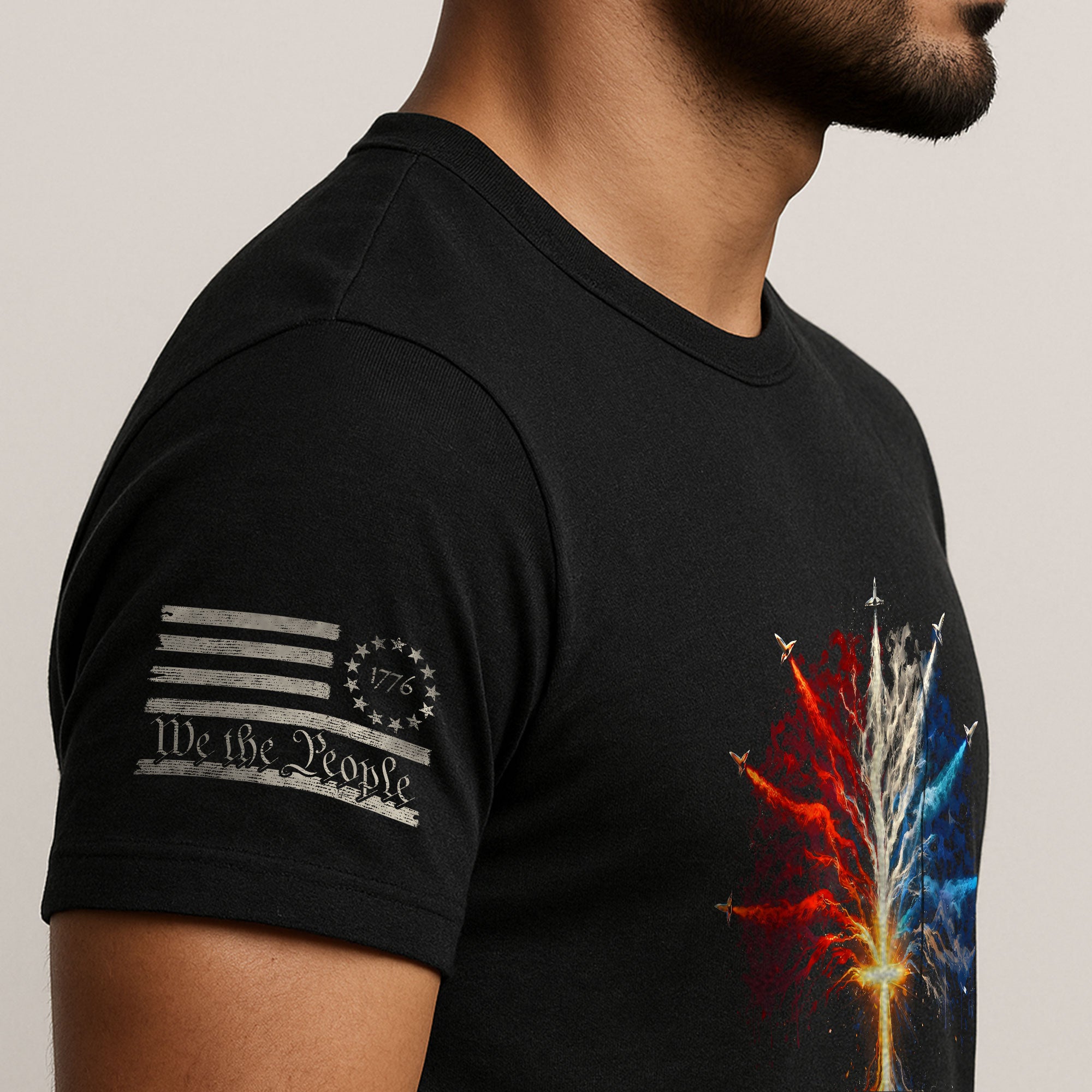 USA Semiquincentennial 250 Years Faith and Freedom 1776–2026 Patriotic Cross Fireworks T-Shirt
