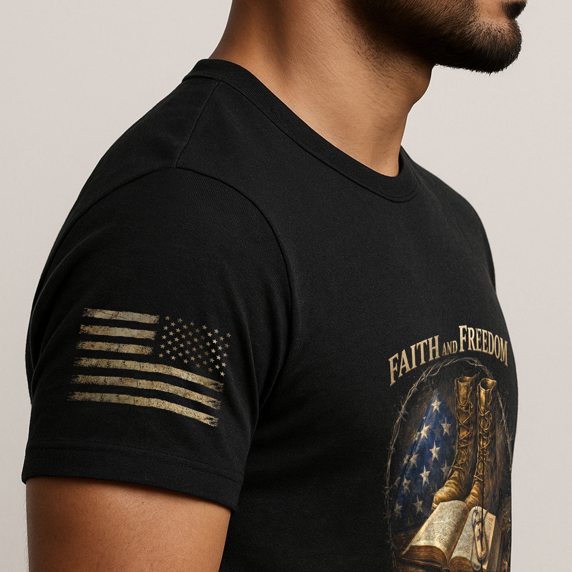 America 250th Anniversary Military Shirt - 1776-2026 Faith and Freedom Christian Tee, 250 Years Holy Bible Design