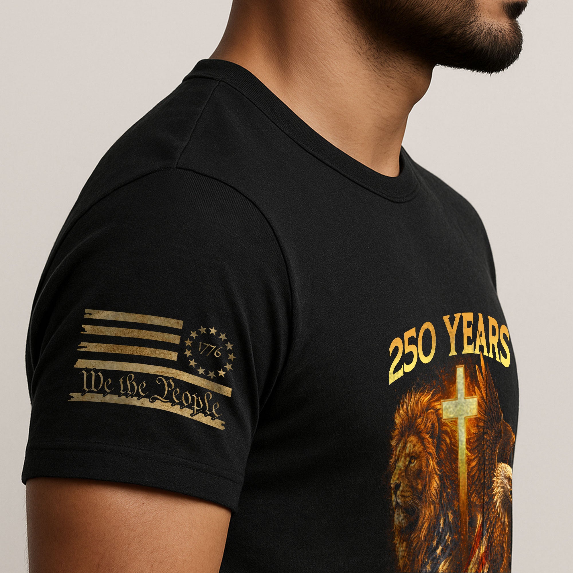 America 250th Anniversary T-Shirt - Lion and Eagle Faith and Freedom Tee, 1776-2026 250 Years Patriotic Men's Shirt