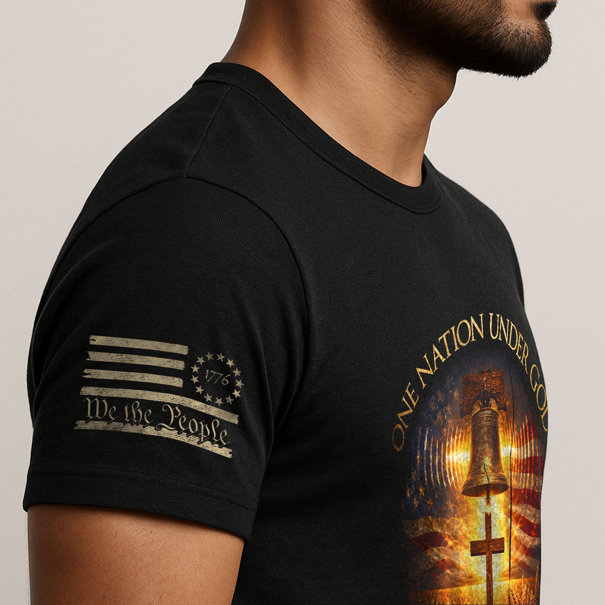 USA 250th Anniversary 1776-2026 Semiquincentennial Shirt – One Nation Under God 250 Years of Blessings Liberty Bell Cross Patriotic Tee