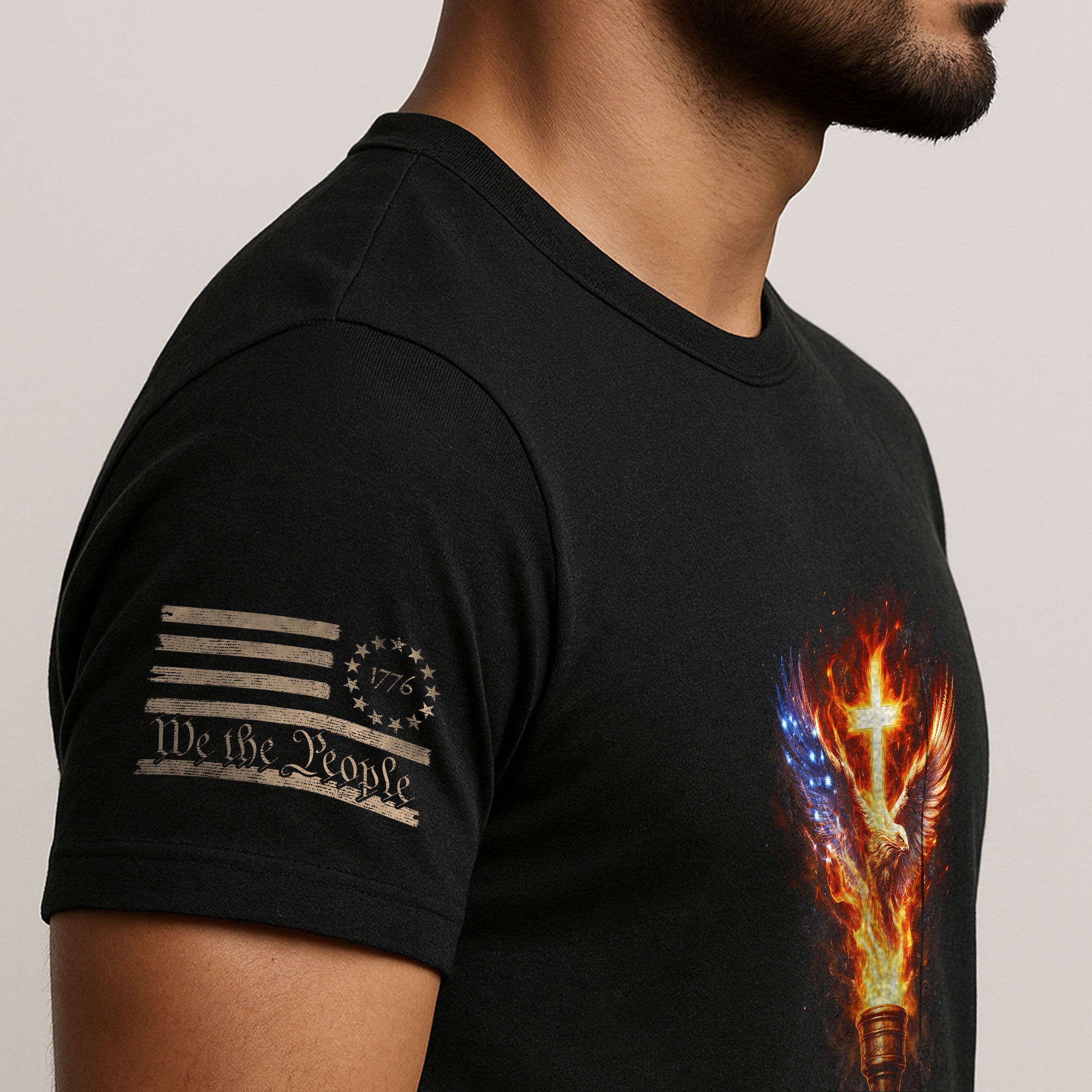 USA 250th Anniversary 1776-2026 Semiquincentennial Christian Shirt – One Nation Under God 250 Years of Blessings Flaming Torch Eagle Cross Tee