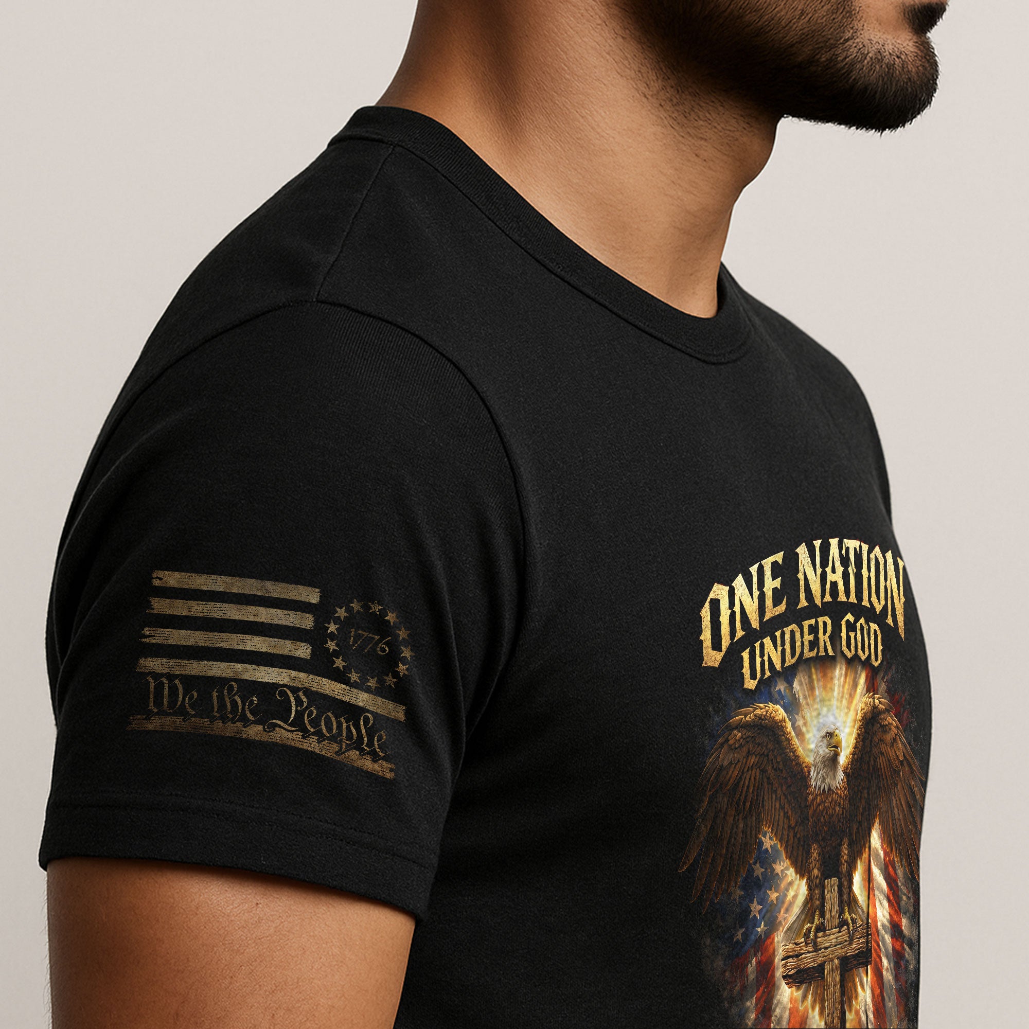 America 250th Anniversary 1776-2026 Shirt – One Nation Under God Eagle on Cross Christian Patriotic Semiquincentennial Tee