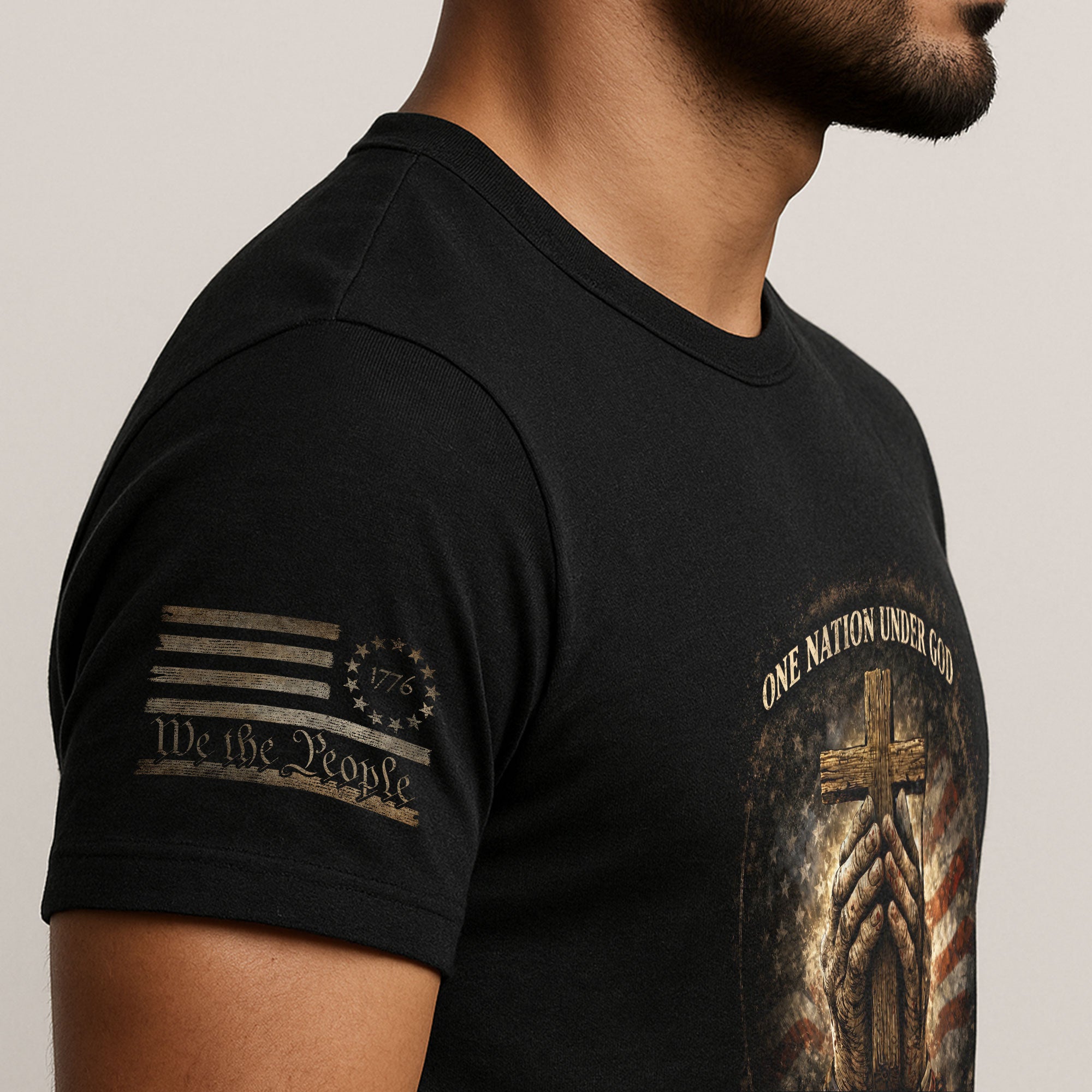 America 250th Anniversary 1776-2026 Shirt – 250 Years of Blessings, Praying Hands & Cross Christian Patriotic Semiquincentennial Tee