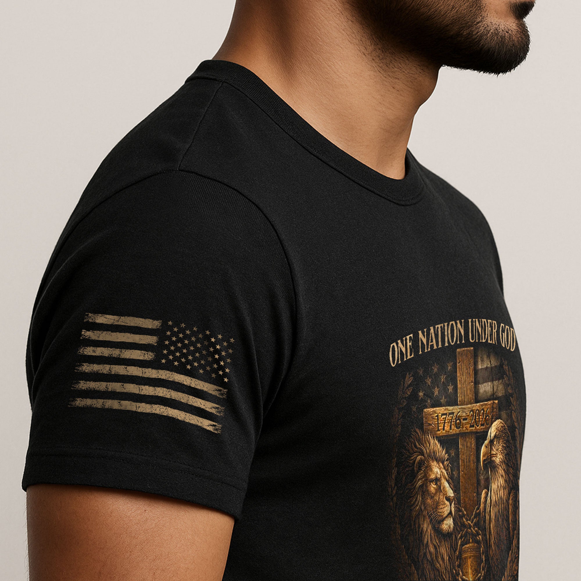 America 250th Anniversary 1776-2026 T-Shirt – Christian Lion and Eagle One Nation Under God Semiquincentennial Patriotic Shirt