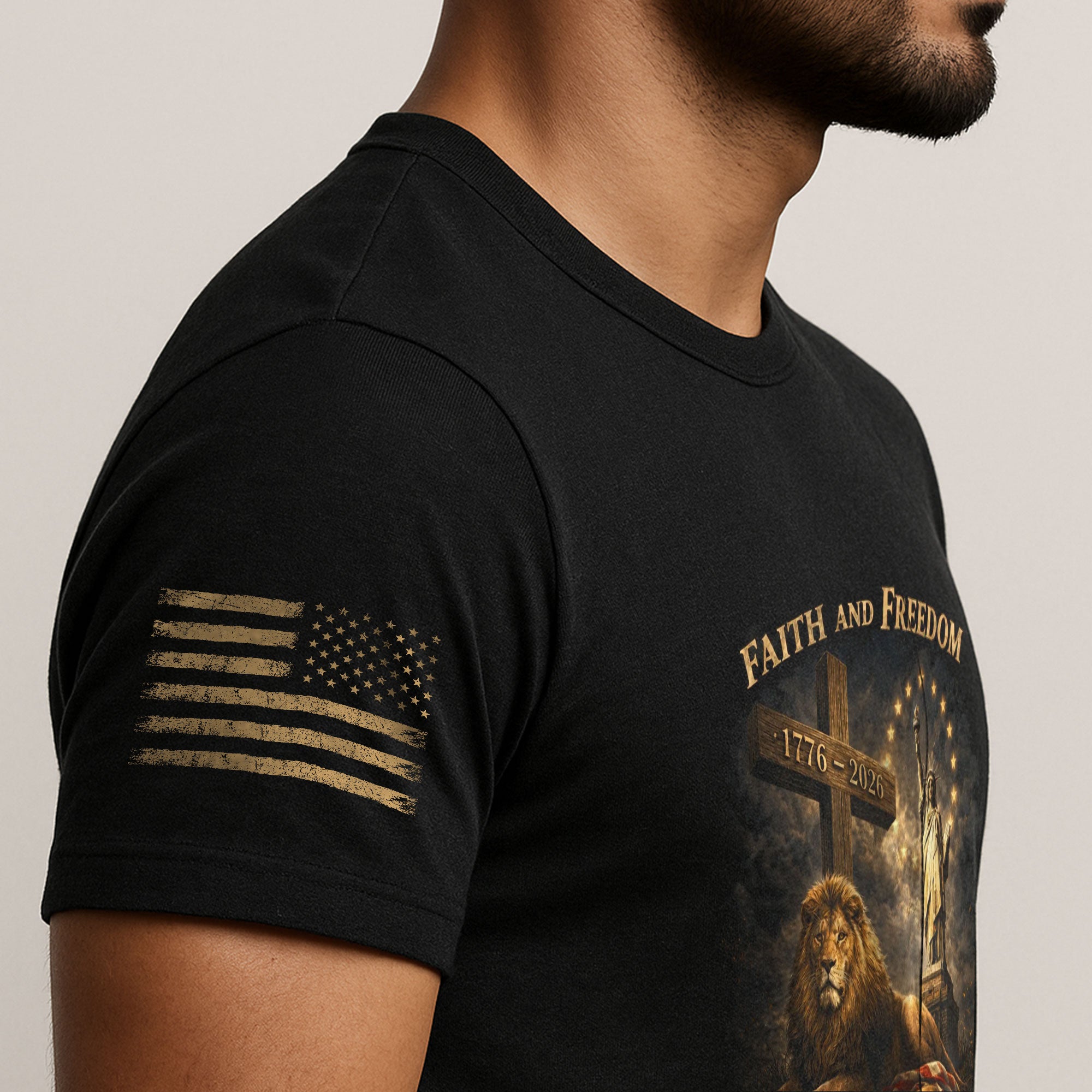 America 250th Anniversary 1776-2026 T-Shirt – Lion of Liberty Christian Faith and Freedom We The People 250 Years Patriotic Tee