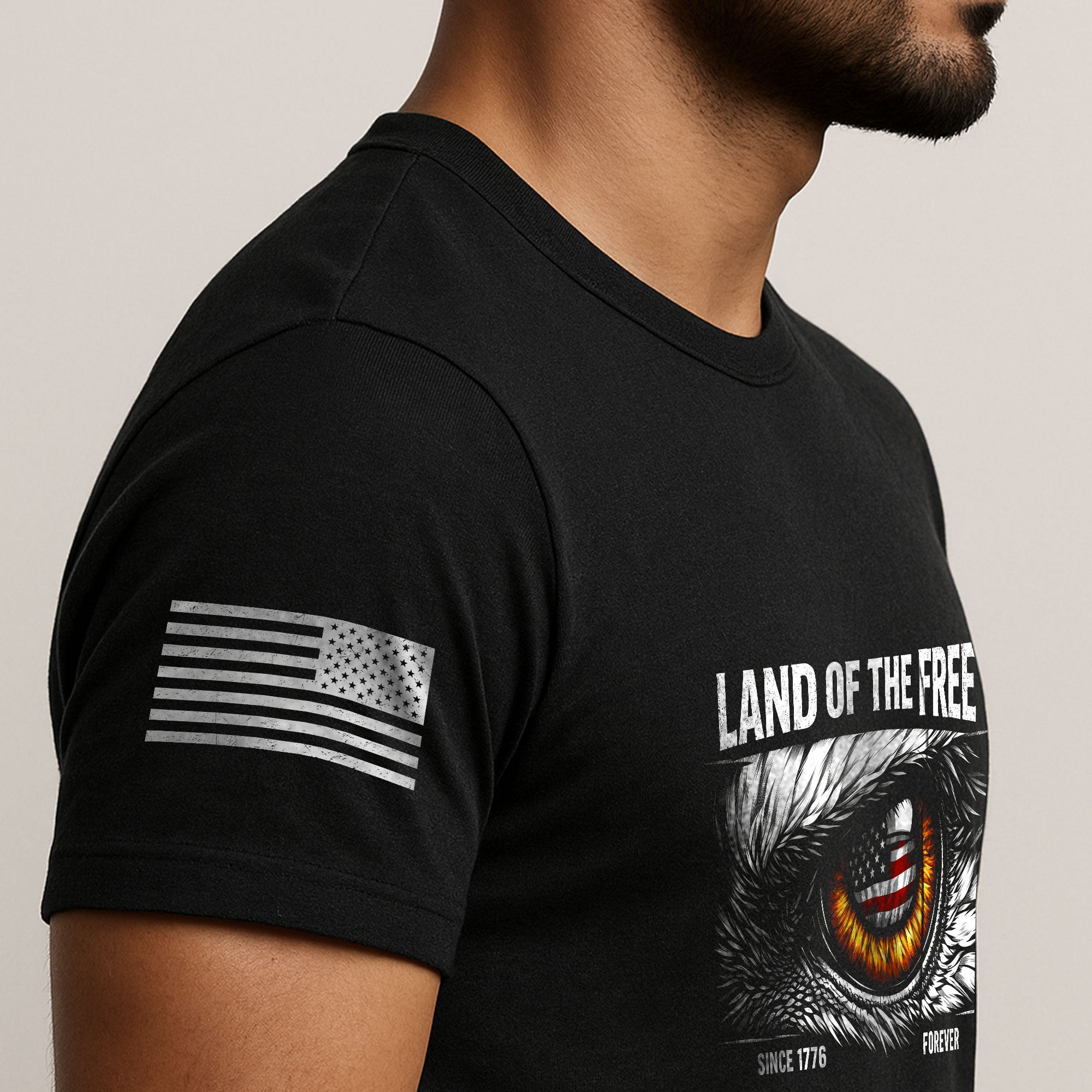 250 Years of Freedom 1776-2026 Patriotic T-Shirt – Eagle Eye & American Flag USA Mens Shirt