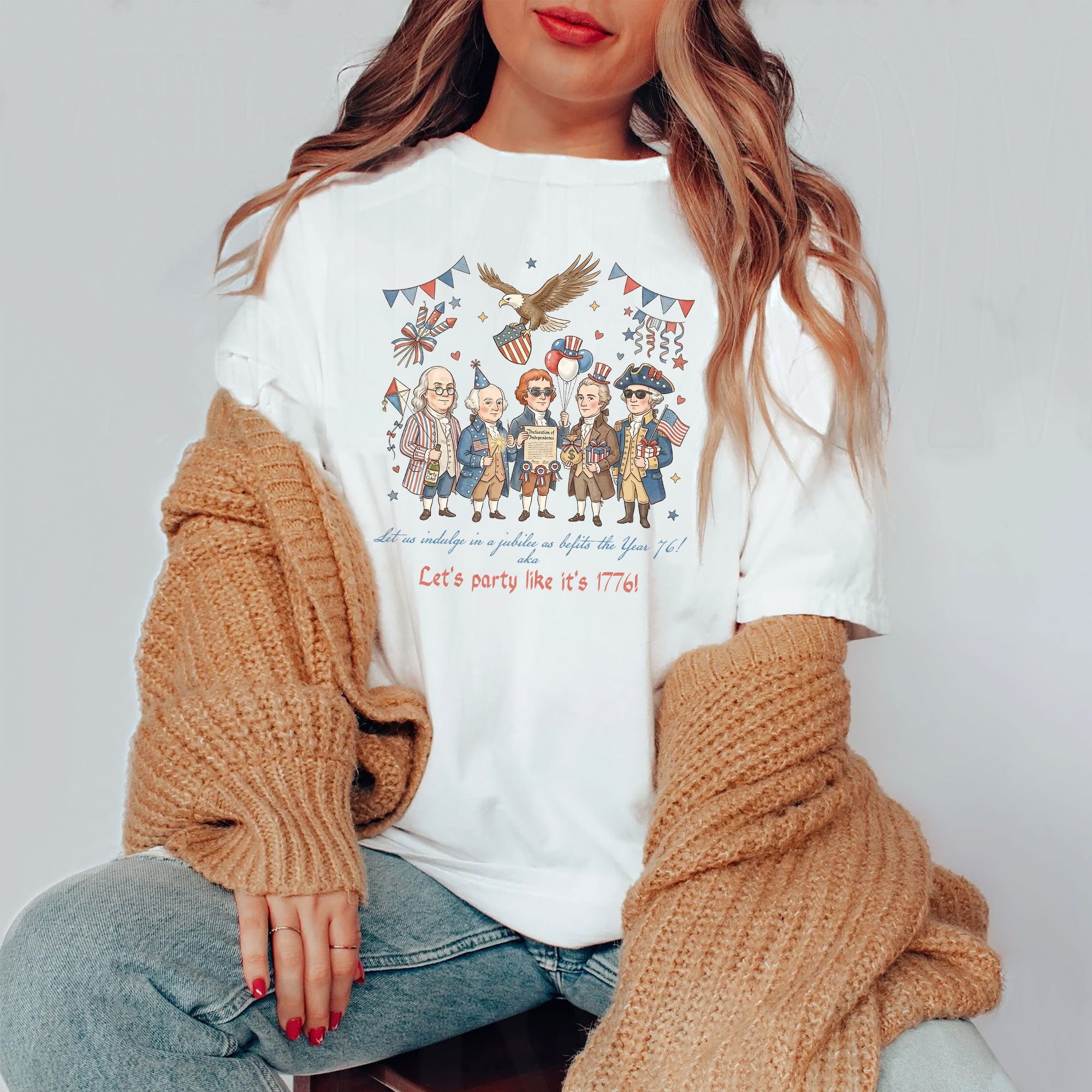 Funny Founding Fathers 1776 Party Shirt Patriotic Eagle Vintage America 250 Years