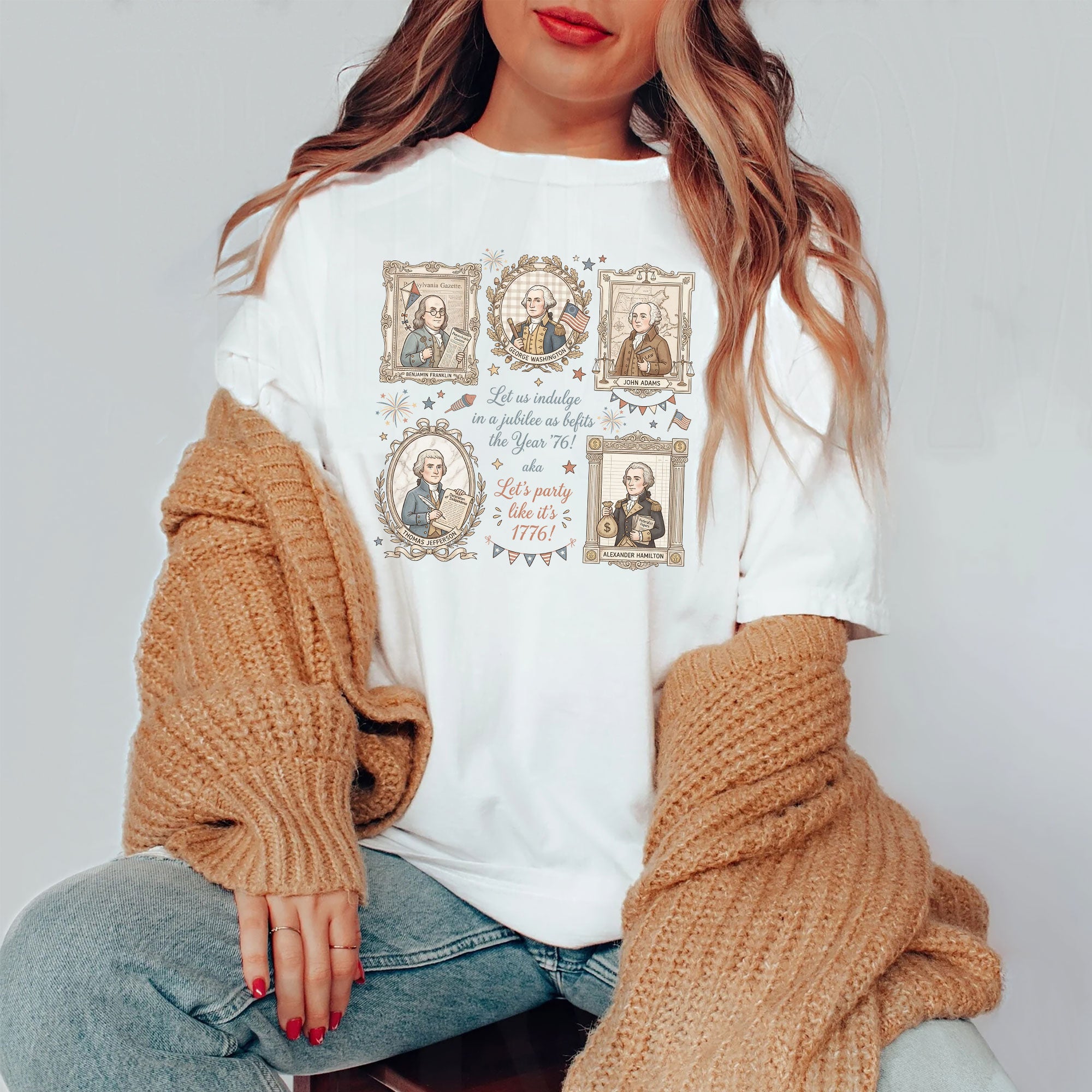 Funny Founding Fathers Portrait Shirt Let’s Party Like It’s 1776 Patriotic Vintage USA
