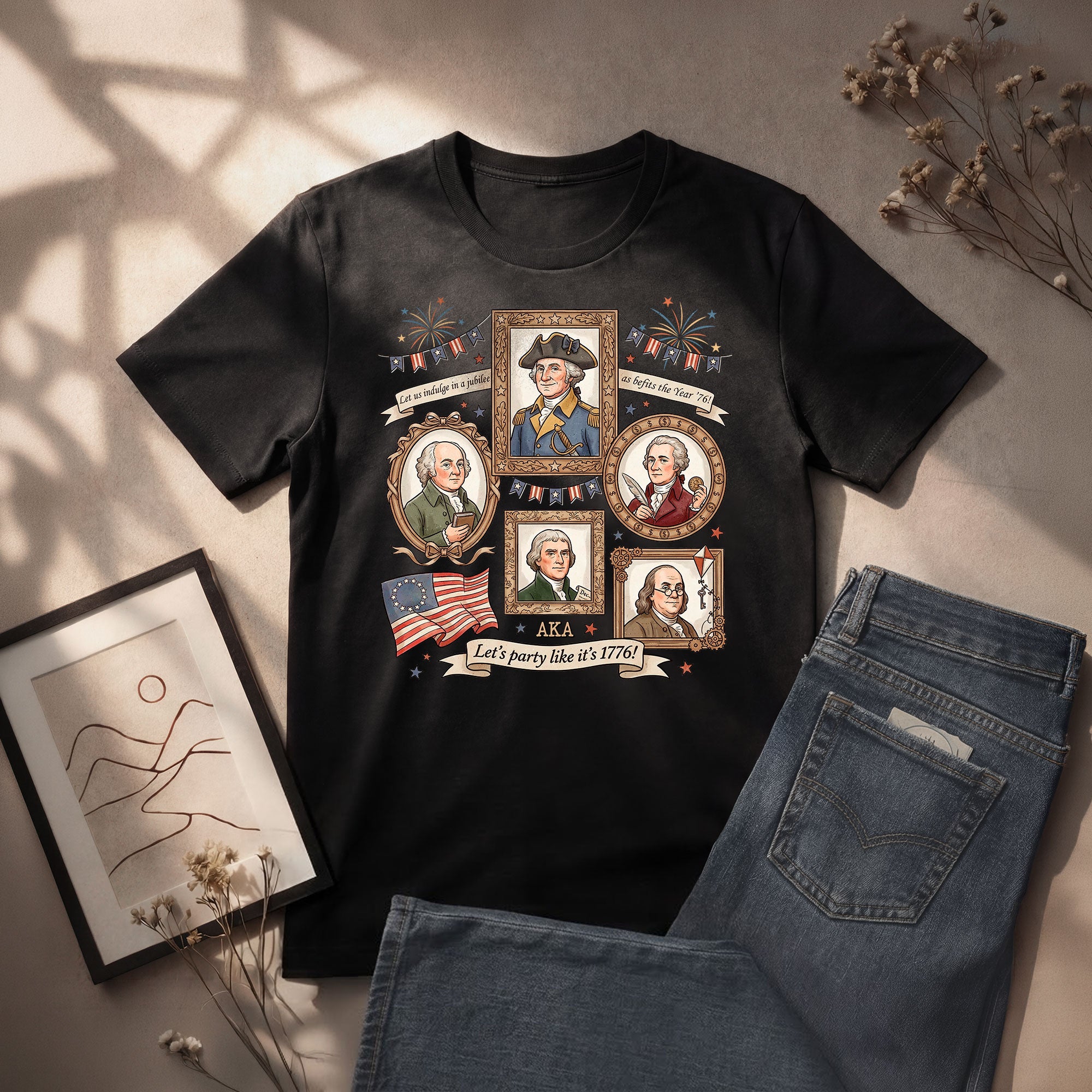 1776 Patriotic Founding Fathers Shirt Vintage USA History Let’s Party