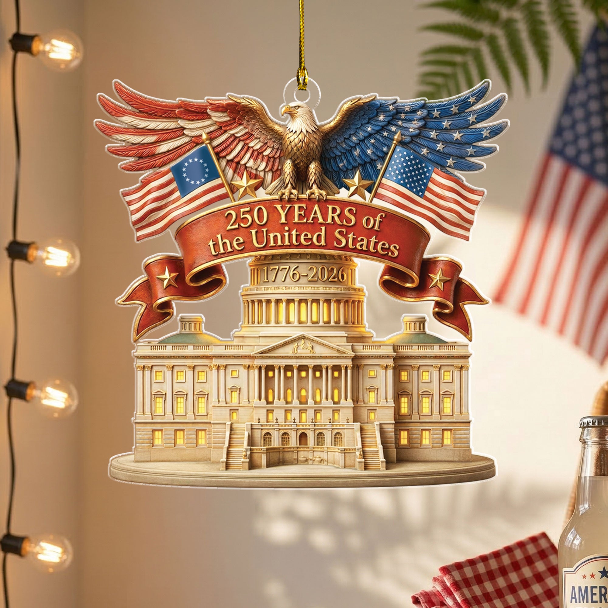 United States 250 Years 1776-2026 Patriotic Eagle Keepsake Acrylic Ornament Gift