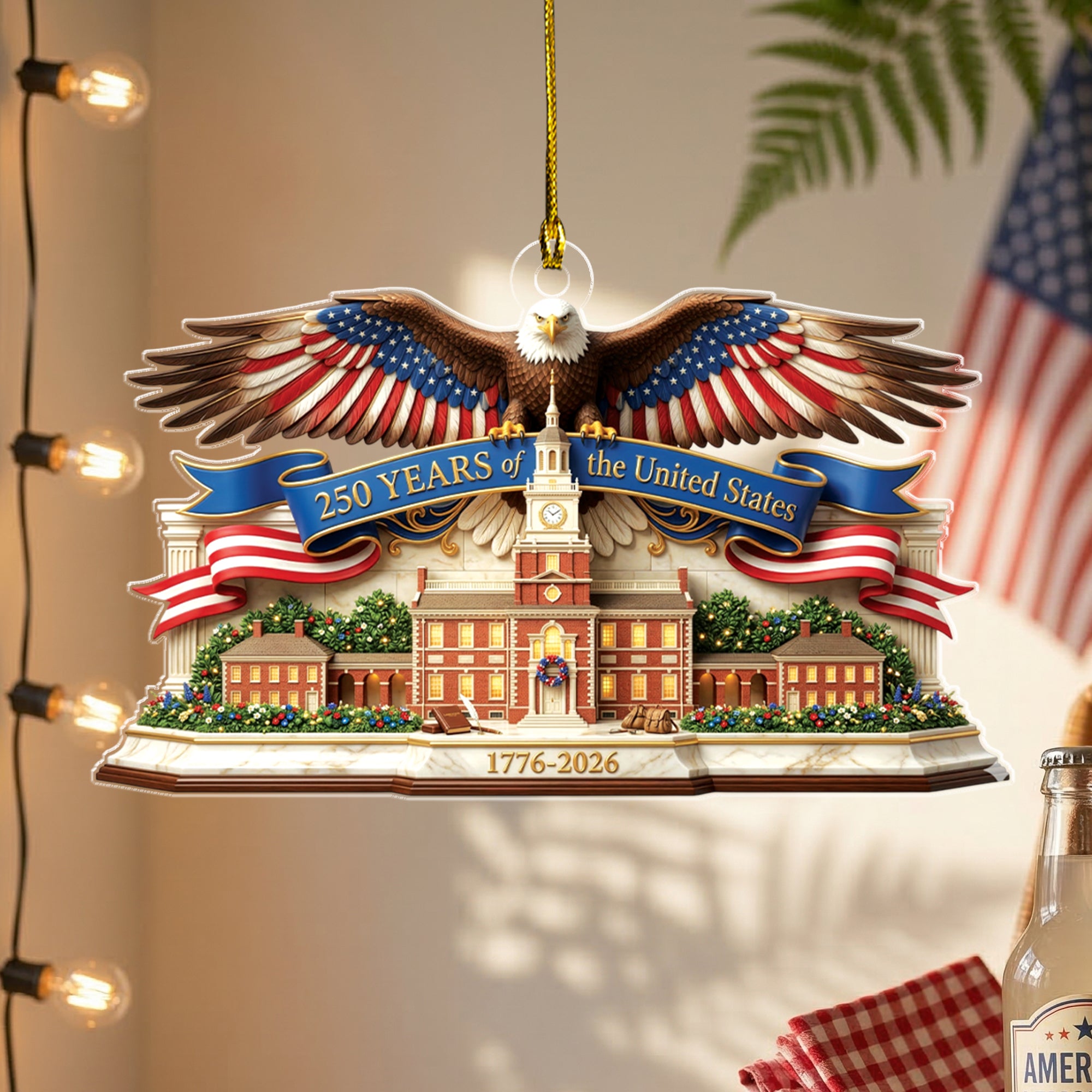 United States 250 Years 1776-2026 Heritage Eagle Banner Acrylic Ornament Keepsake Gift