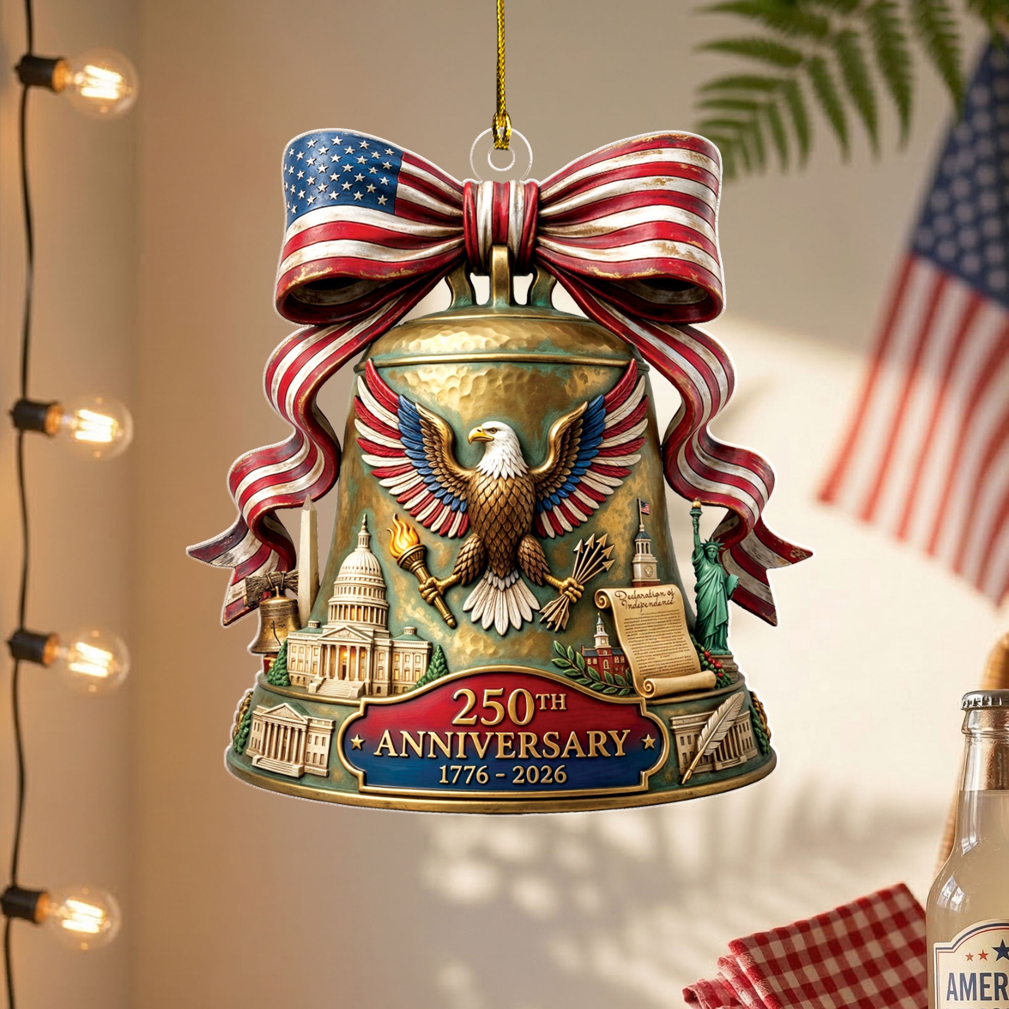 2026 U.S. 250th Anniversary Acrylic Ornament – American Eagle, Capitol & Liberty Bell Design