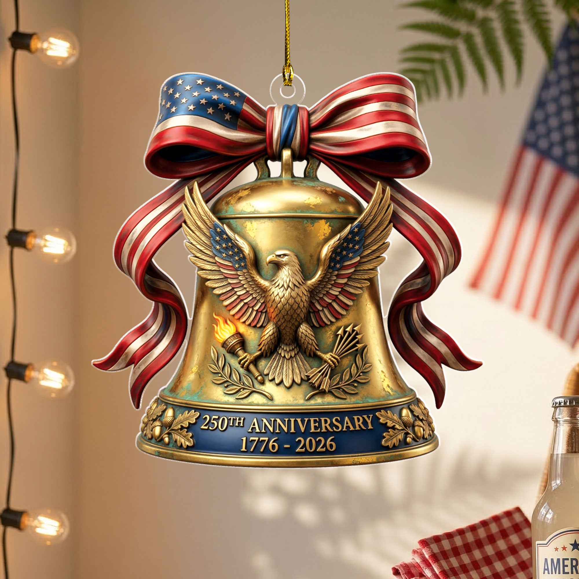 250th Anniversary U.S. Acrylic Ornament – American Eagle & Patriotic Bell