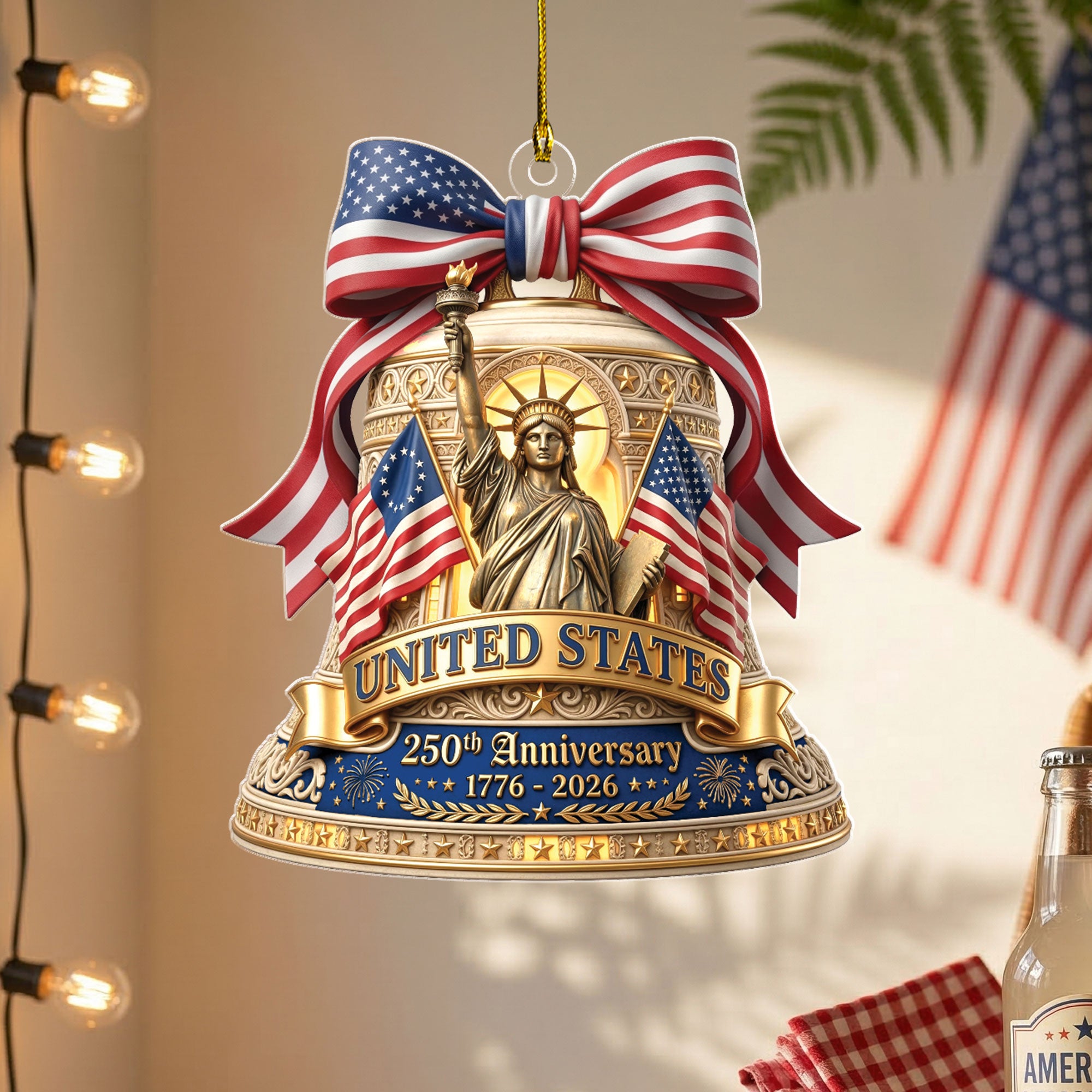 Commemorative U.S. 250th Anniversary Acrylic Ornament – Statue of Liberty & Flags, 2026 Edition