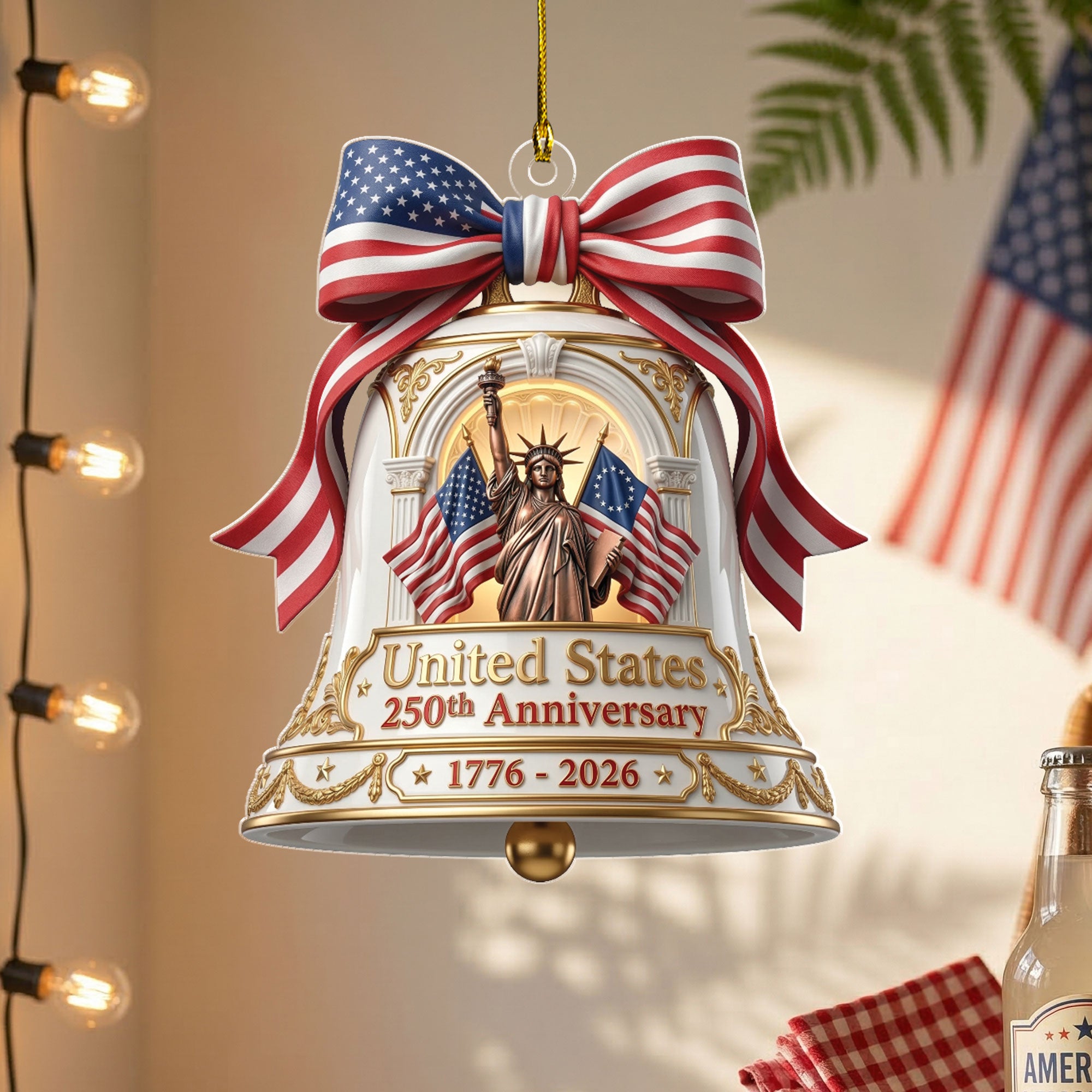 250th Anniversary U.S. Acrylic Ornament – Statue of Liberty with Flags, 2026 Commemorative Decoration
