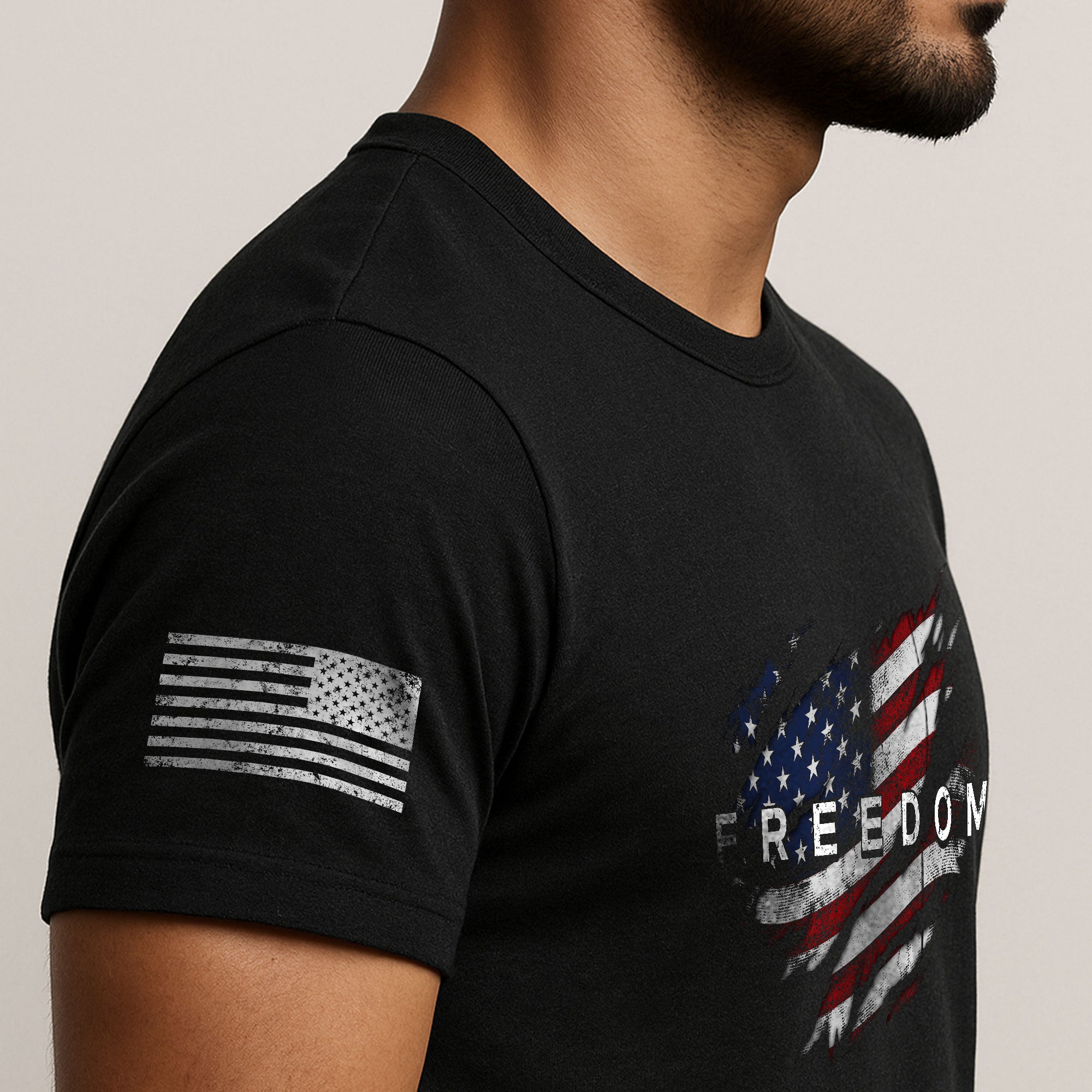 Freedom 2D Shirt American Flag Distressed Graphic Patriotic USA Tee Shirt