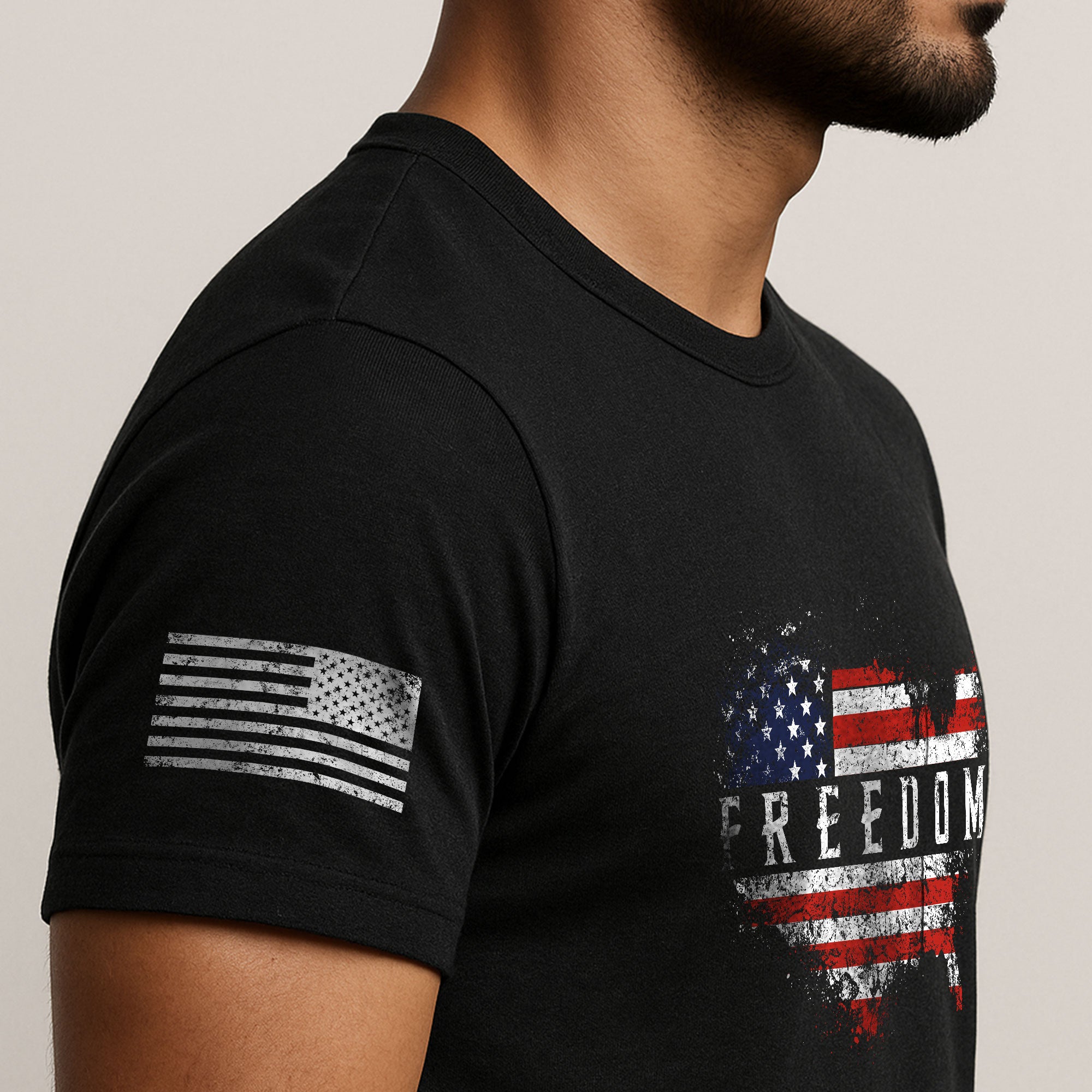 Freedom 2D Shirt USA Map American Flag Patriotic Graphic Vintage Tee