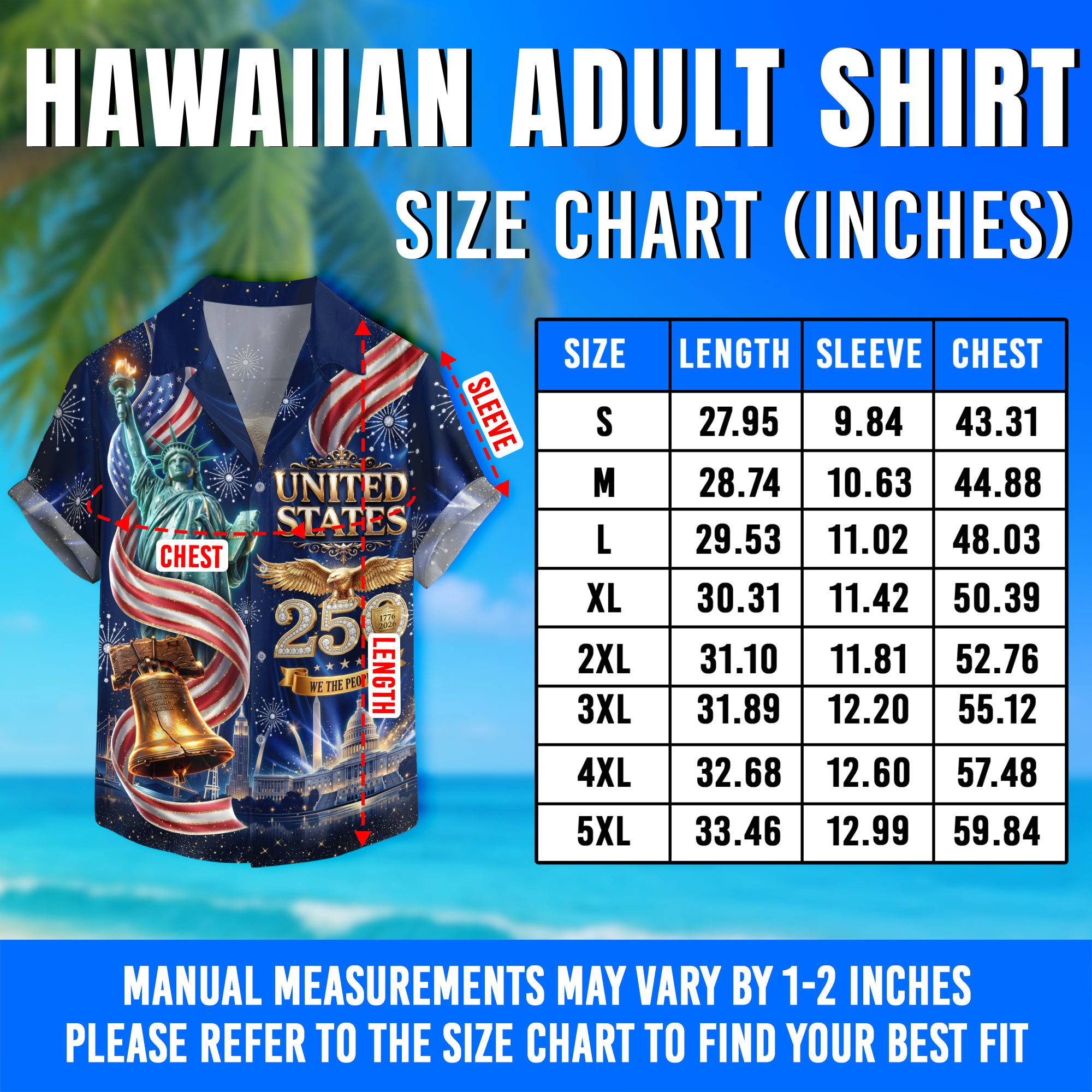 United States 250 Years Hawaiian Shirt Patriotic Eagle Liberty Bell Independence Day Gift