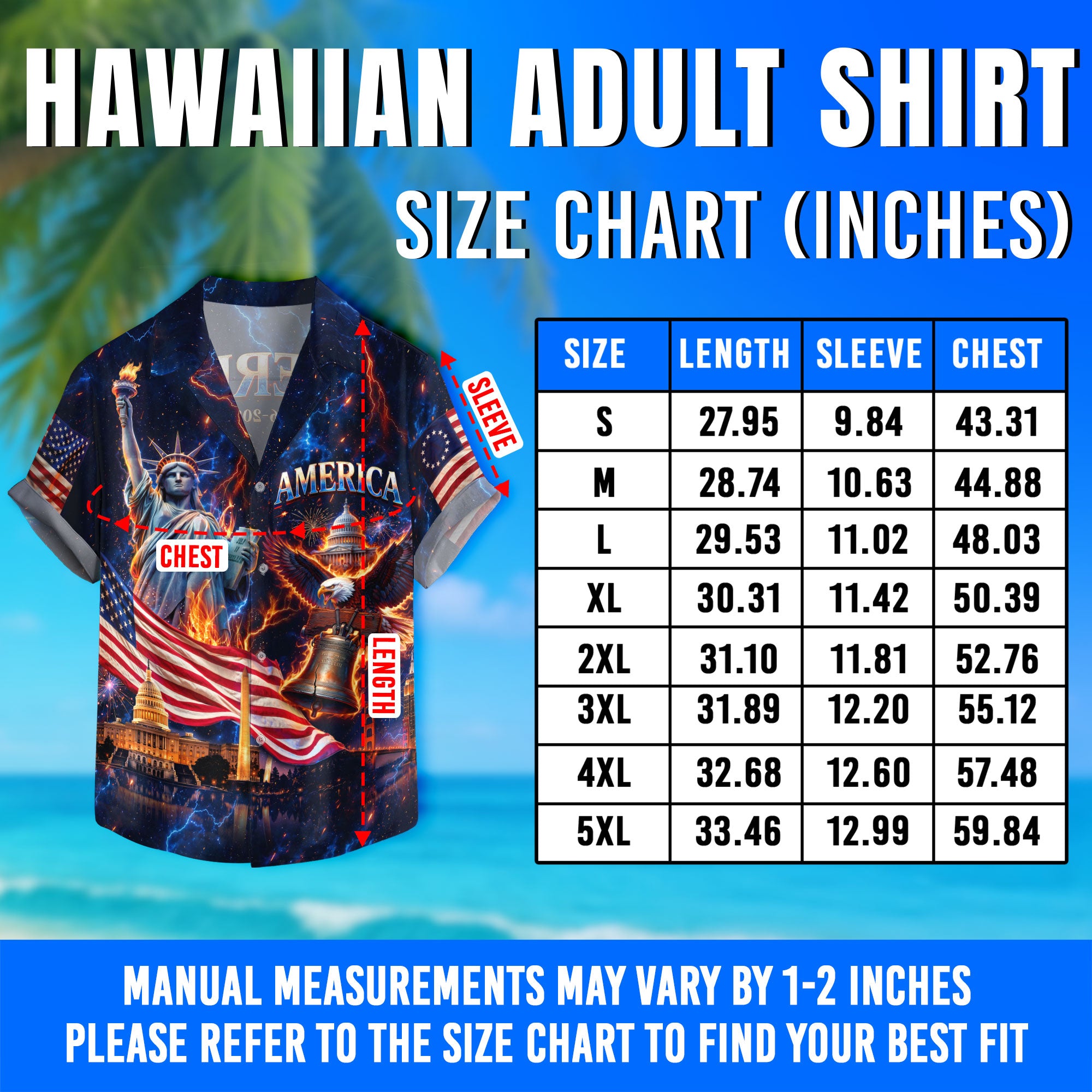 Hawaiian Shirt Patriotic 1776 2026 Eagle Liberty Bell 4th Of July Independence Day